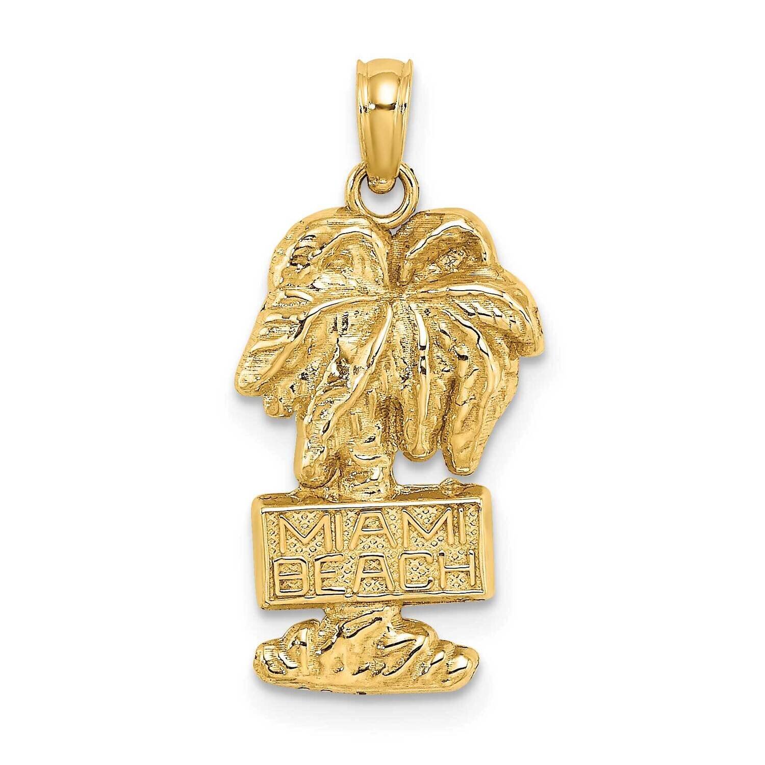 Miami Beach On Palm Tree Charms 14k Gold 2-D K7773, MPN: K7773, 637218033164
