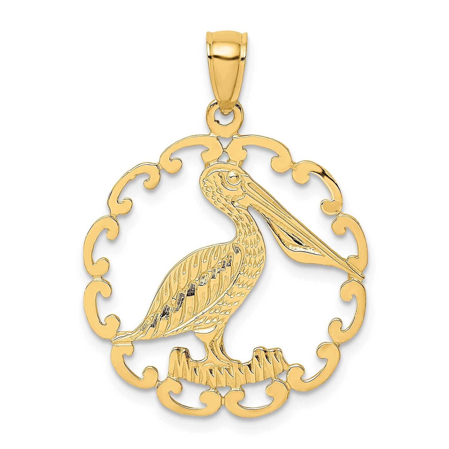 Pelican In Circle Charm 14k Gold K7774, MPN: K7774, 637218033188