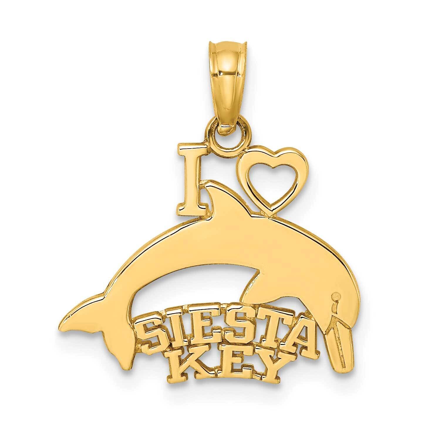 I Heart Siesta Key with Dolphin - Flat Hp 14k Gold K7778