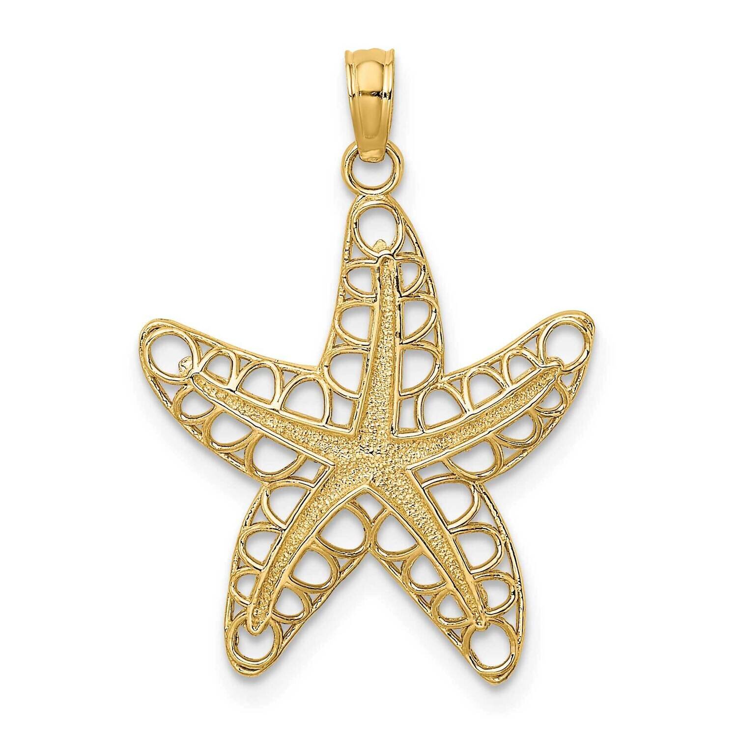 Starfish Charm 14k Gold Cut-out K7782