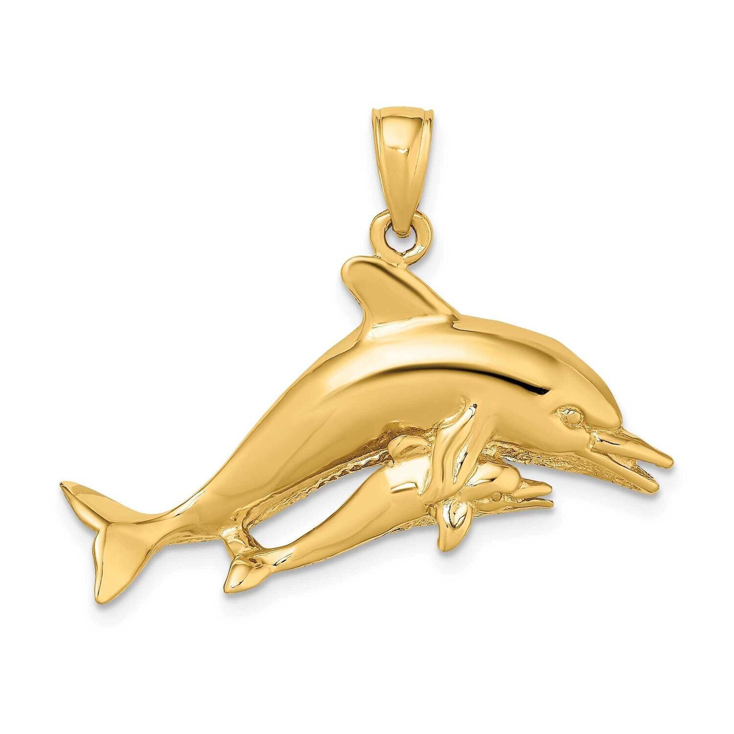 Two Swimming Dolphins Charm 14k Gold 2-D K7791, MPN: K7791, 637218035748