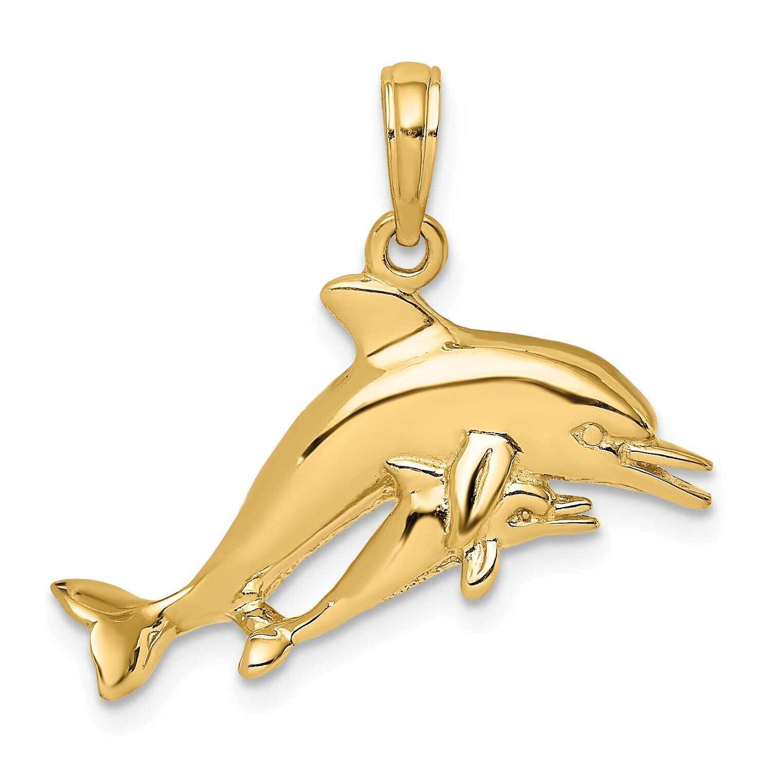 Double Dolphins Swimming Charm 14k Gold 2-D K7792, MPN: K7792, 637218035755