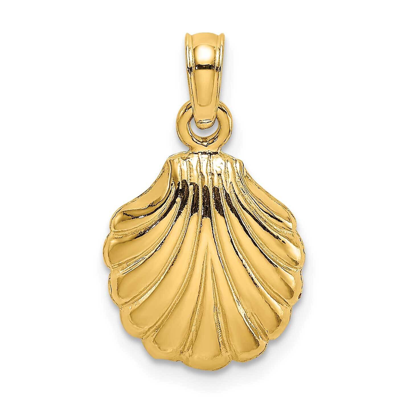 Polished Scallop Shell Charm 14k Gold 2-D K7796
