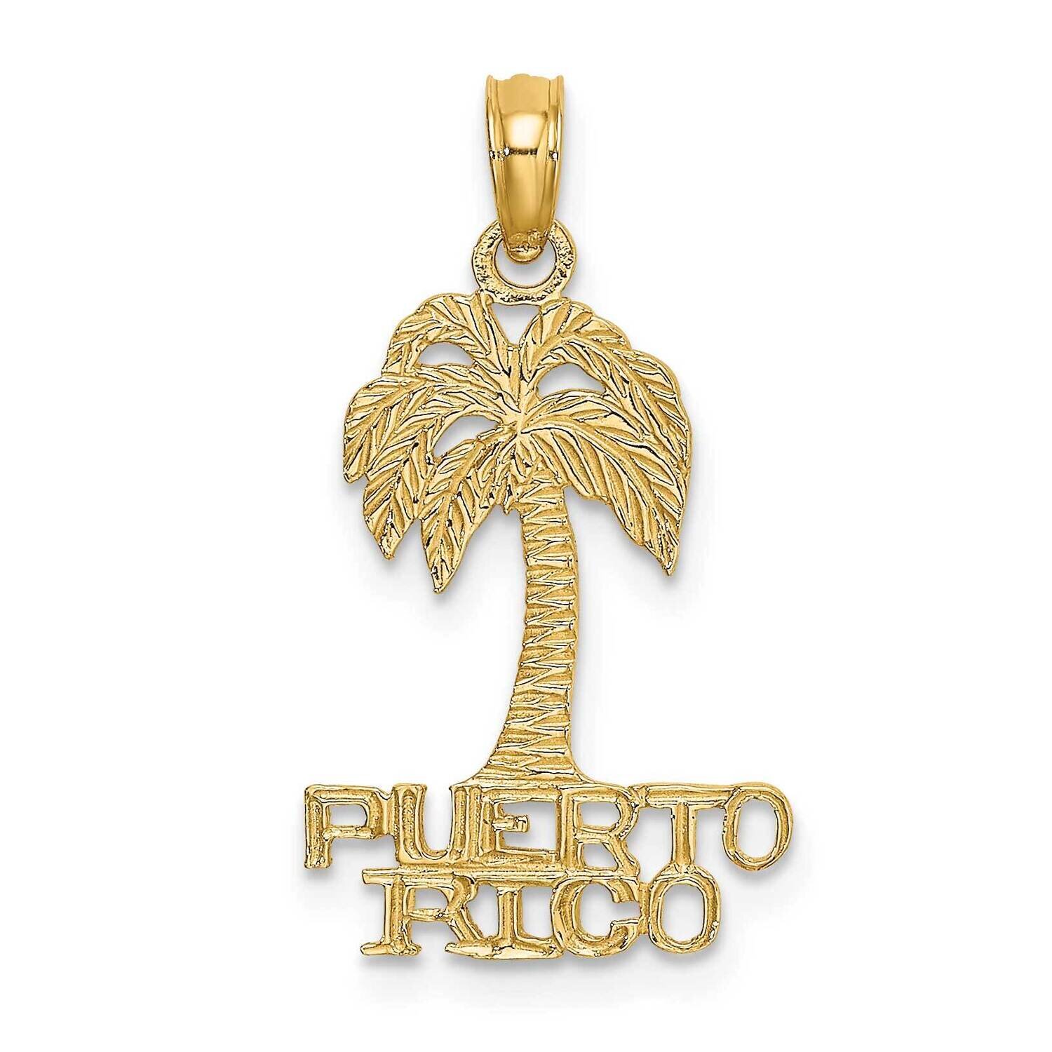 Flat Puerto Rico Under Palm Tree Charm 14k Gold K7817