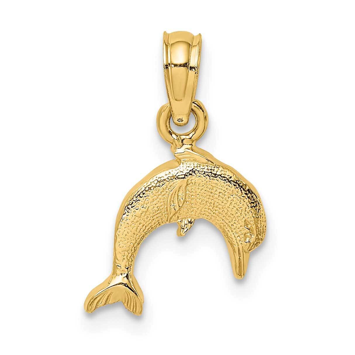 Mini Dolphin Jumping Charm 14k Gold Textured K7821, MPN: K7821, 637218040421