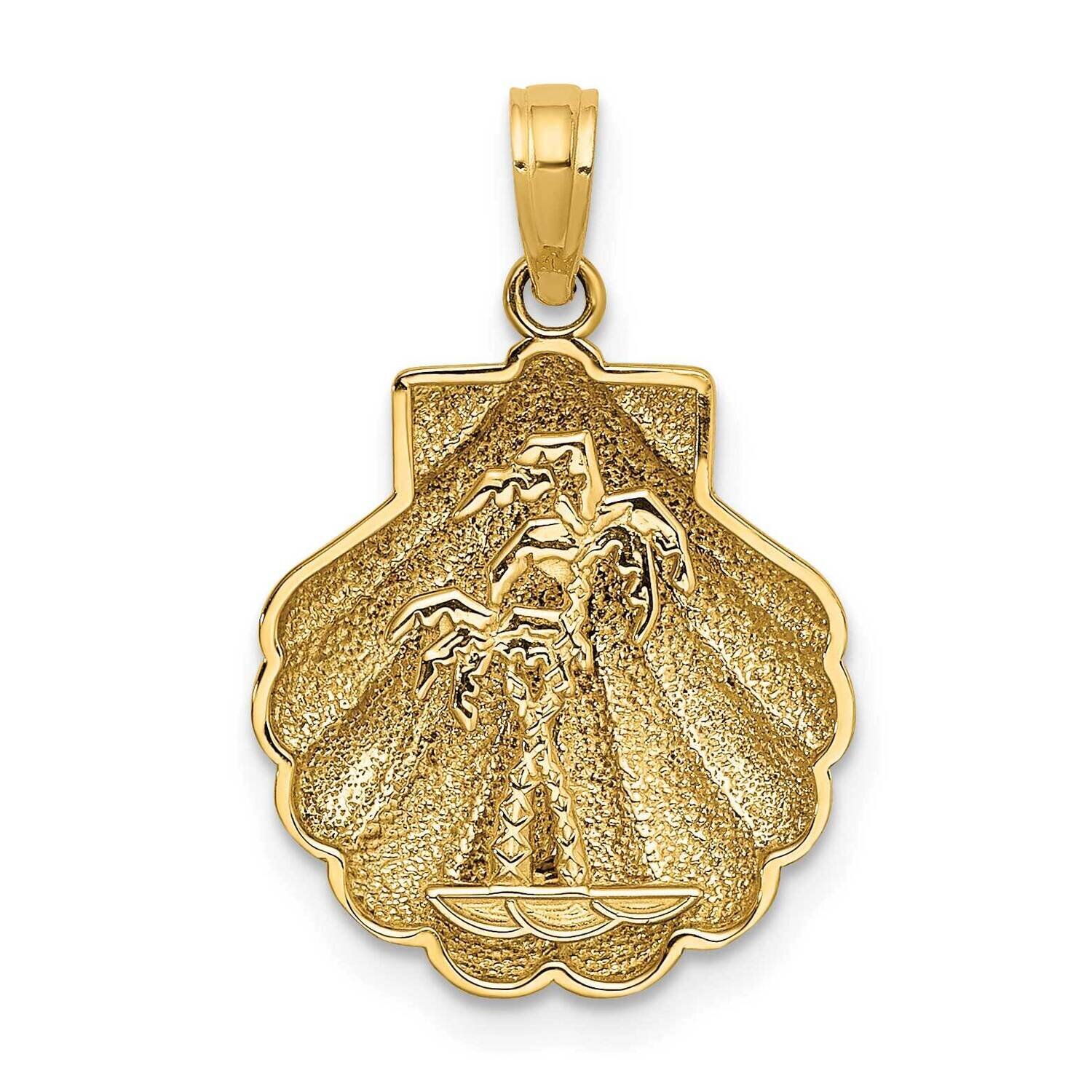 Textured Shell with Mini Double Palm Tree Charm 14k Gold 2-D K7824, MPN: K7824, 637218157990