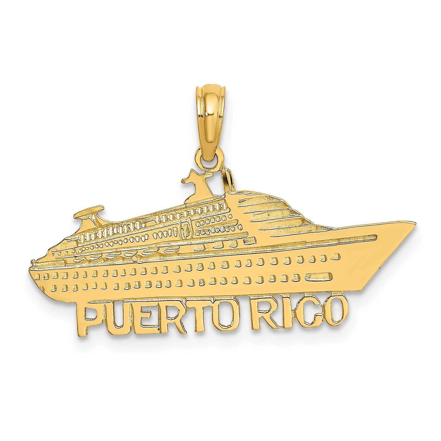 Satin Puerto Rico Cruise Ship Charm 14k Gold Polished K7825, MPN: K7825, 637218040629