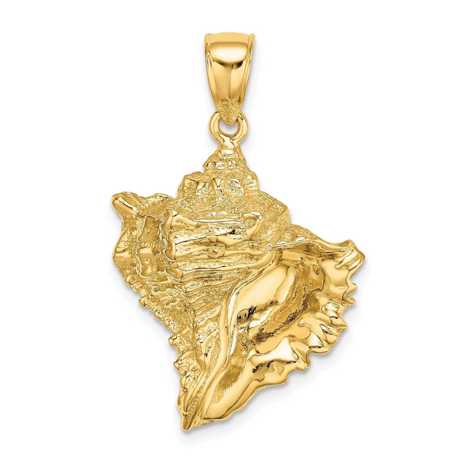 2-D Conch Shell Charm 14k Gold Textured K7845, MPN: K7845, 637218041541