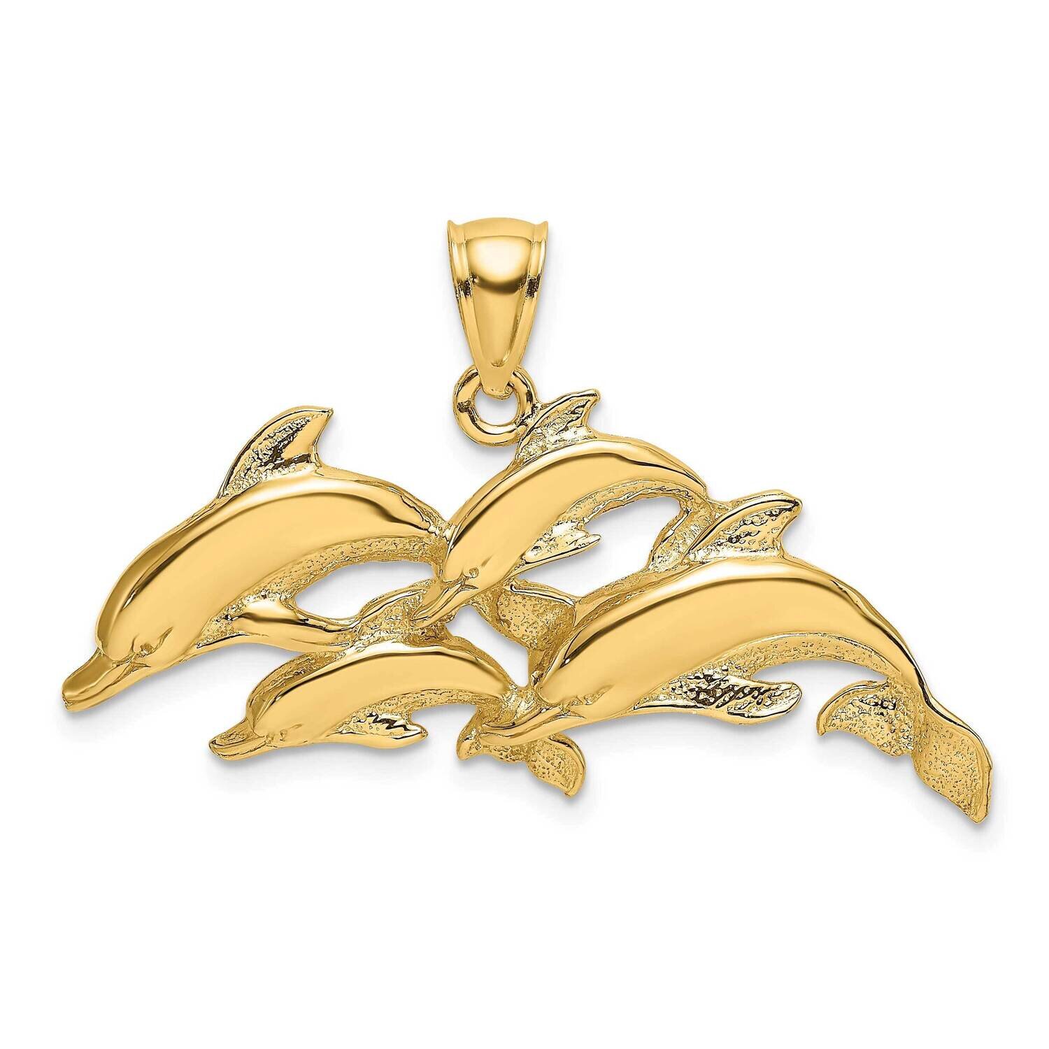 Four Dolphins Swimming Charm 14k Gold Polished K7850, MPN: K7850, 637218042272