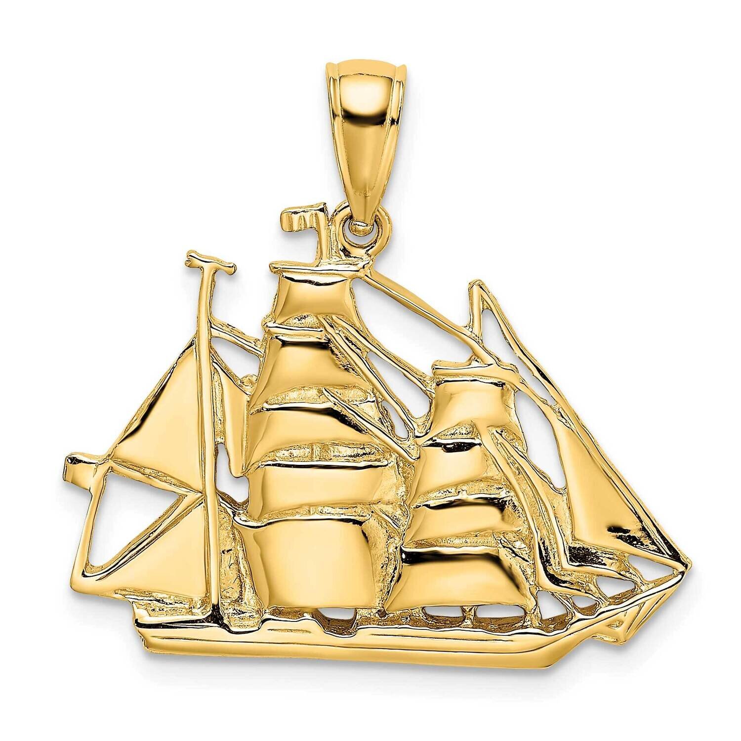 Polished Sailing Ship Charm 14k Gold 2-D K7851, MPN: K7851, 637218042289