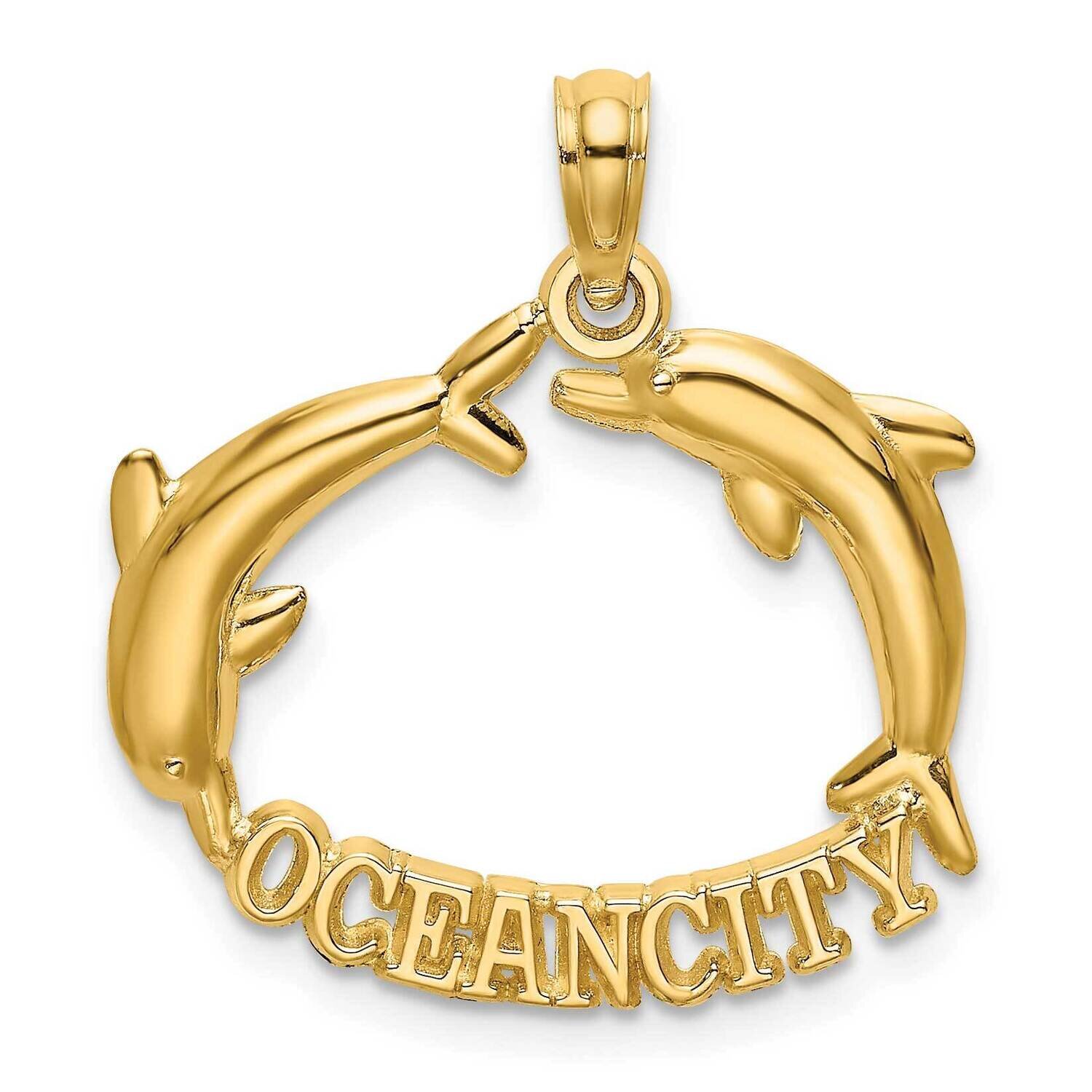 Polished Ocean City with Jumping Dolphins Charm 14k Gold 2-D K7883, MPN: K7883, 637218043842