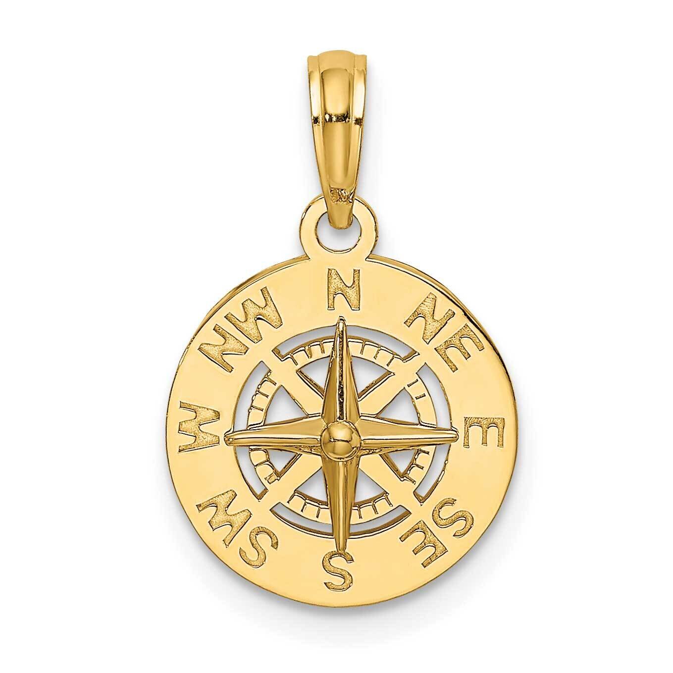 Mini Nautical Compass Charm 14k Gold K7894