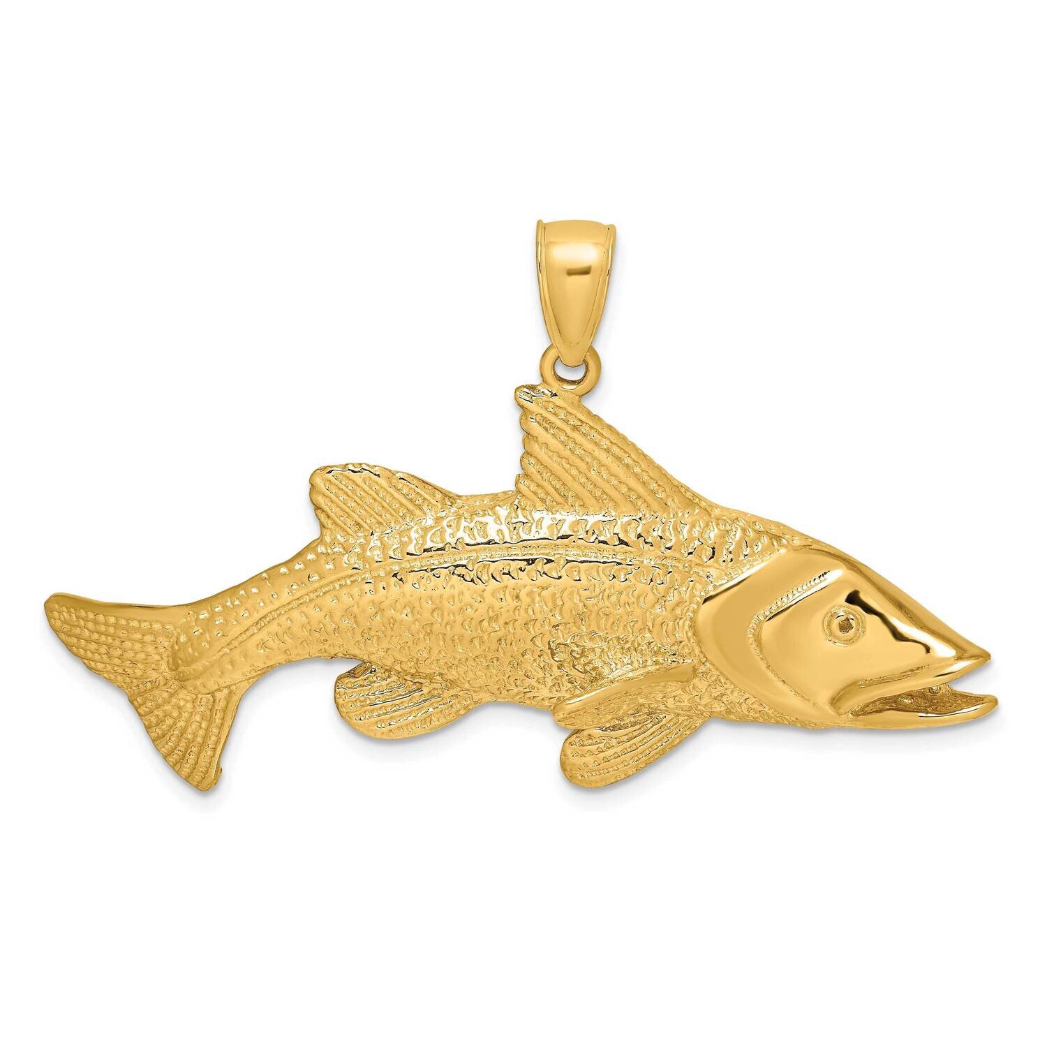 Textured Red Fish Charm 14k Gold 2-D K7897