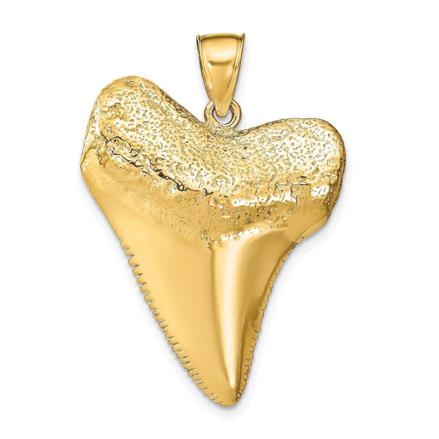 3-Dimensional Shark Tooth Pendant 14k Gold Solid Polished K7917