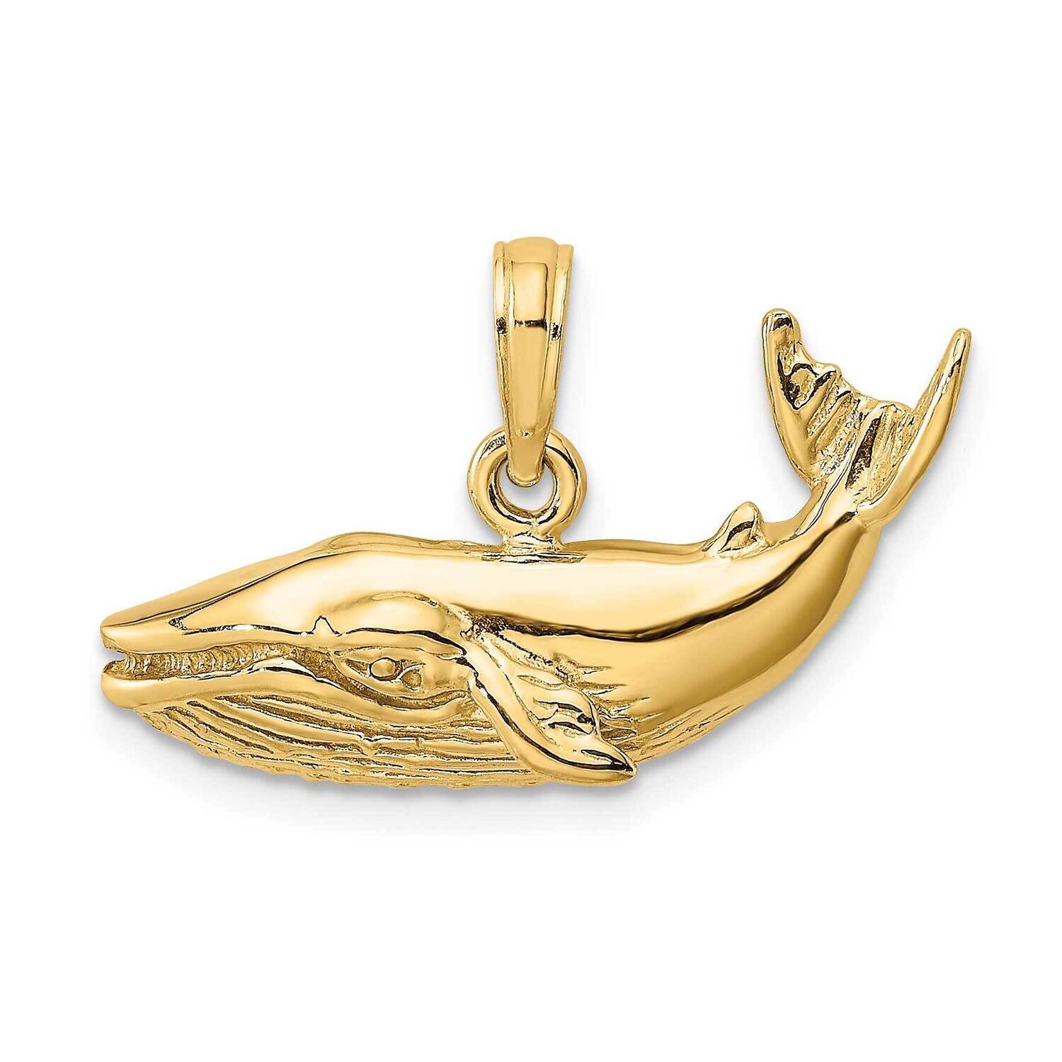 Humpback Whale Charm 14k Gold 2-D K7920