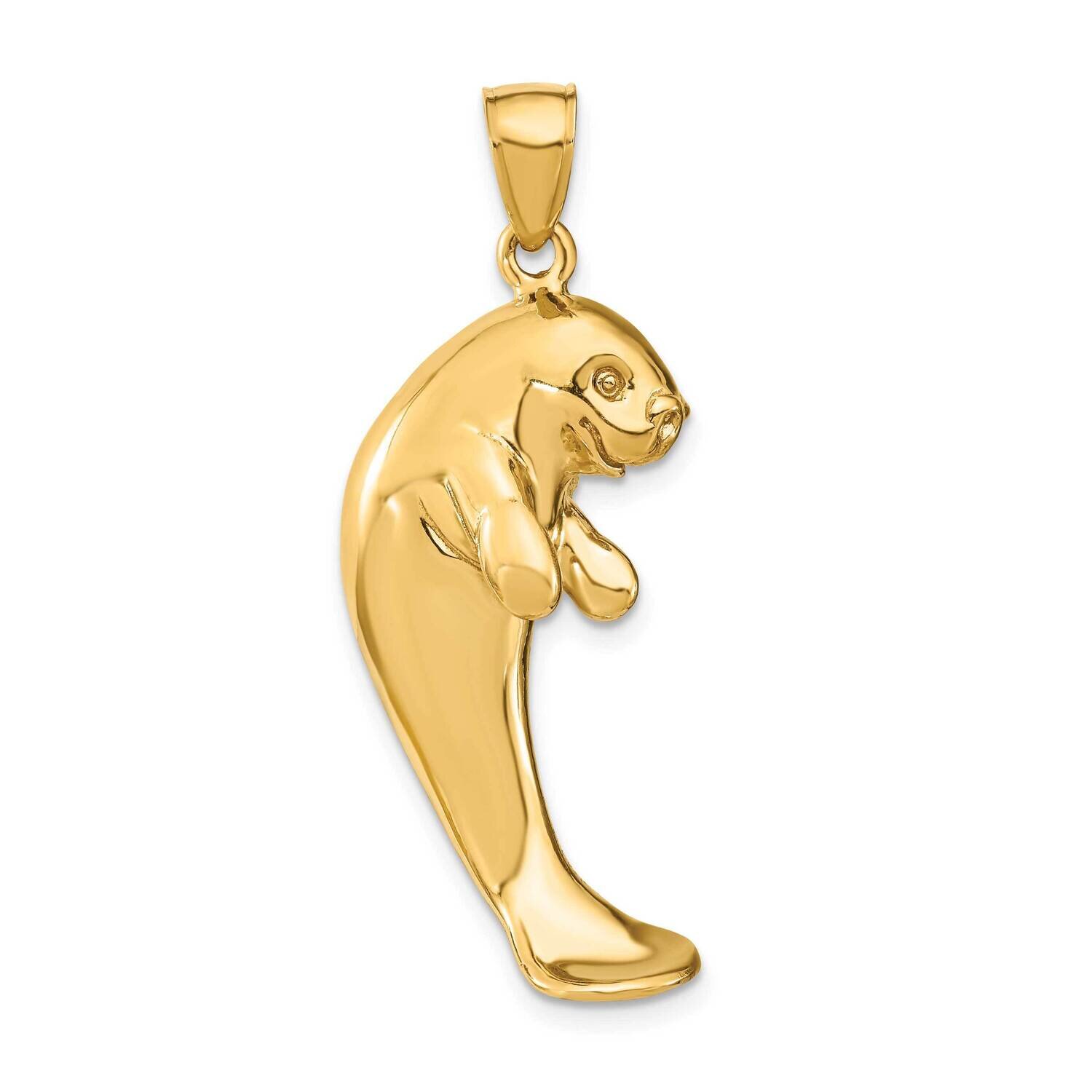 Polished Single Manatee Charm 14k Gold 2-D K7924, MPN: K7924, 637218045136
