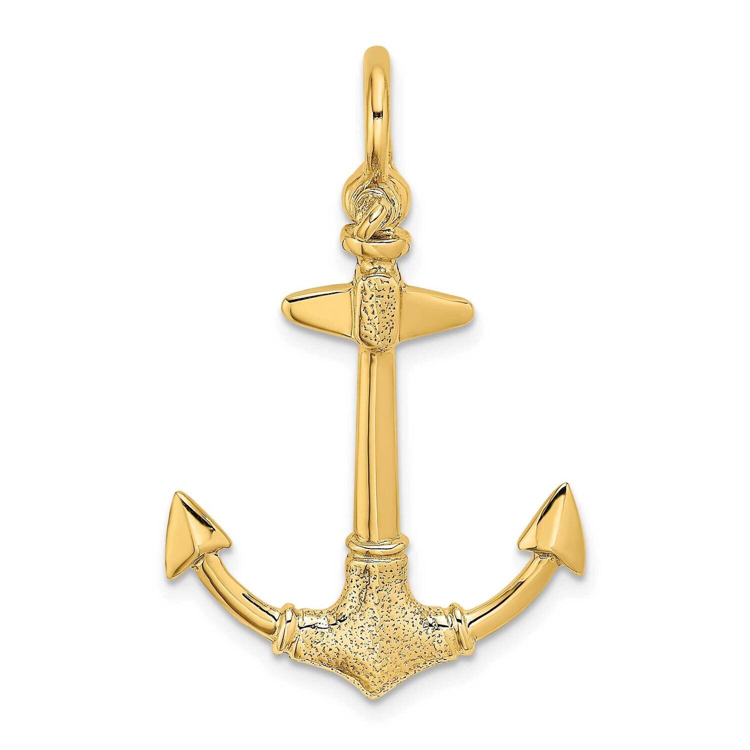 Texture Anchor Charm 14k Gold 3-D K7946, MPN: K7946, 637218185344