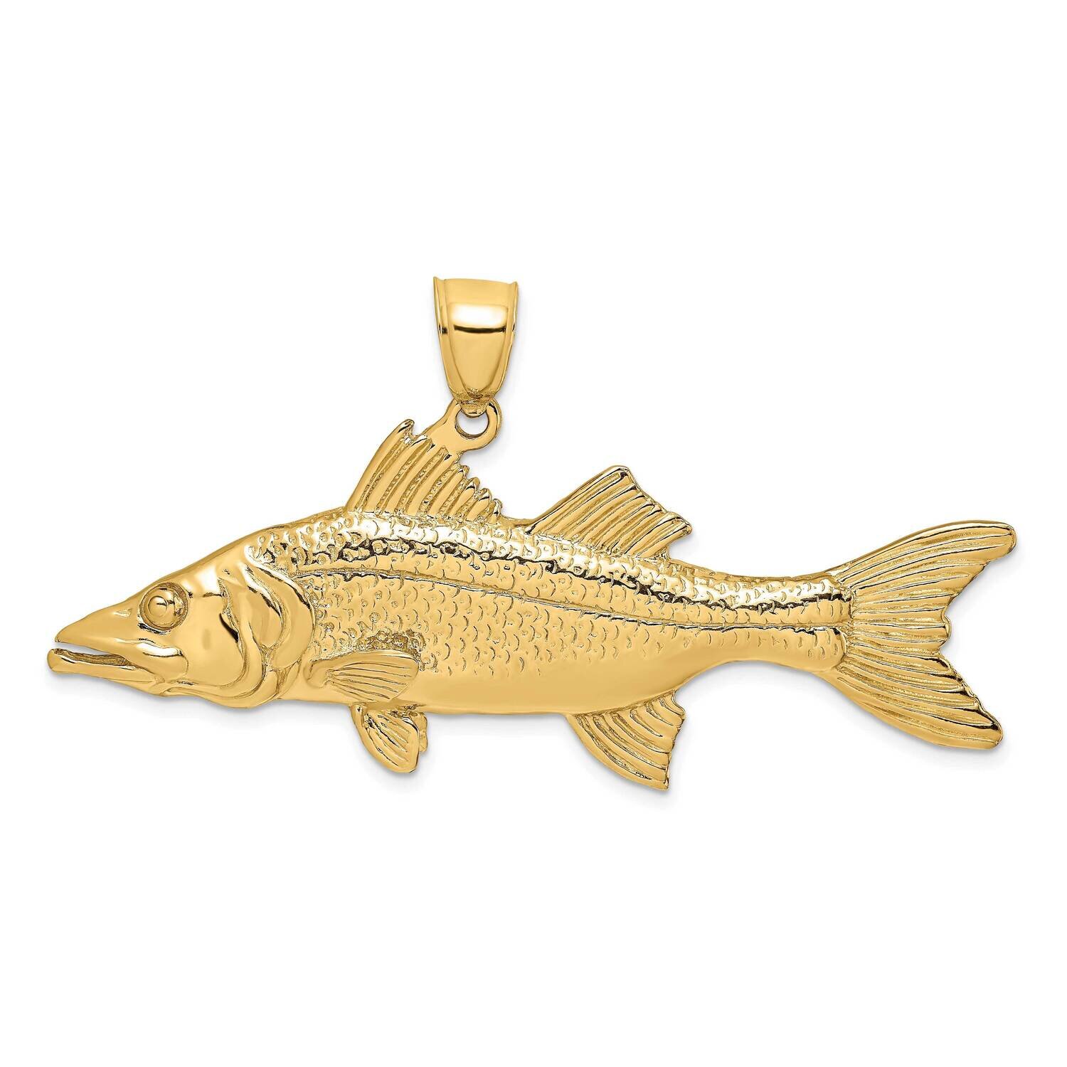 Snook Fish Charm 14k Gold 3-D K7959