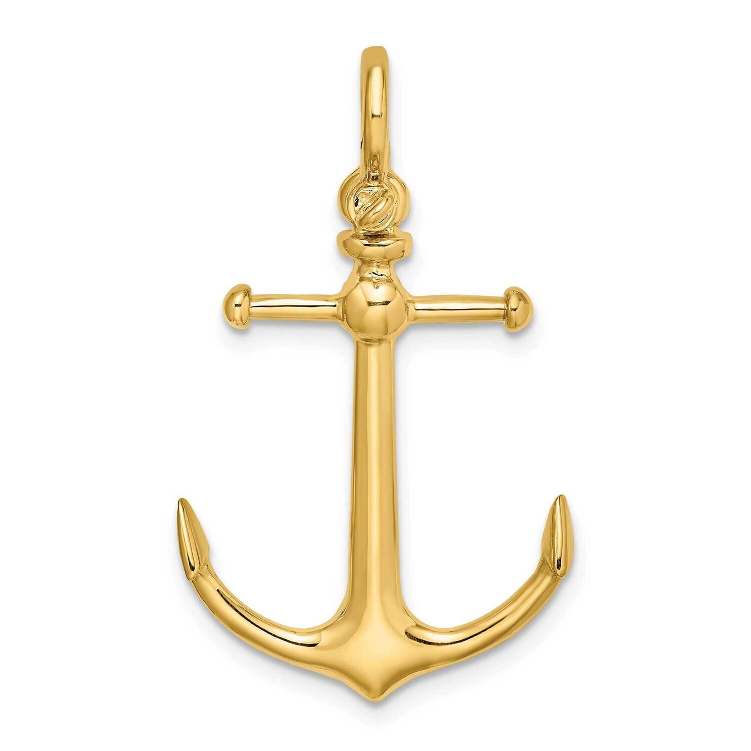 Anchor with Shackle Bail Charm 14k Gold 3-D K7974, MPN: K7974, 637218185375
