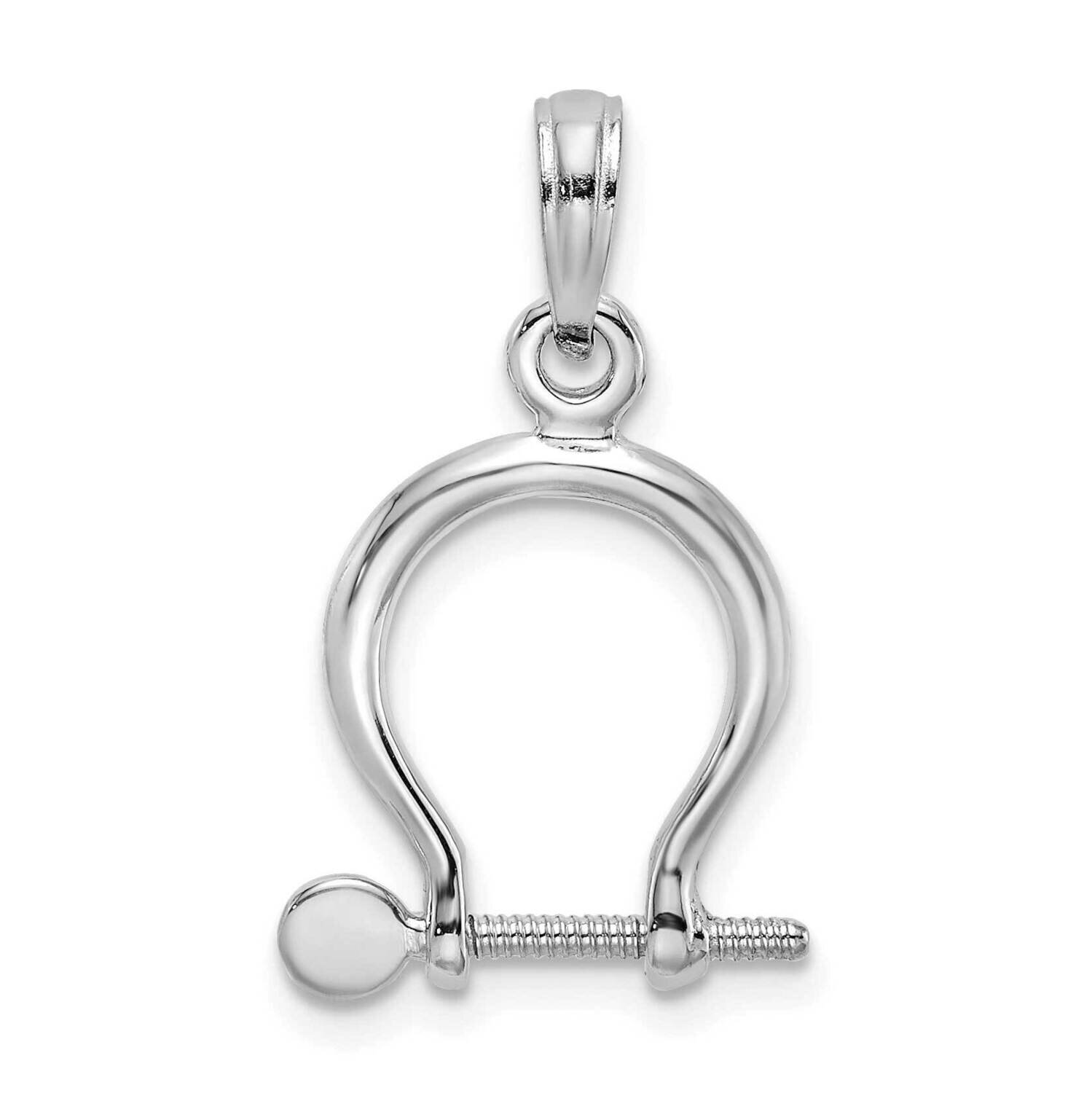 Small Shackle Link Screw Charm 14k White Gold 3-D K7977W