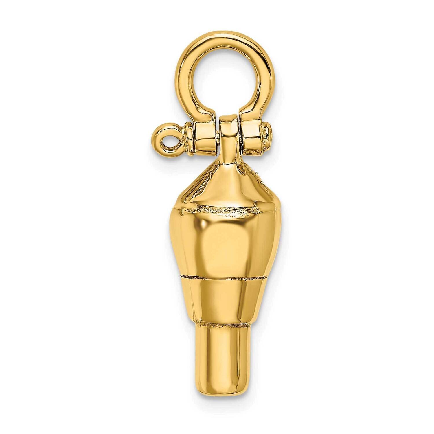 Swivel with Shackle Bail Charm 14k Gold 3-D K7978