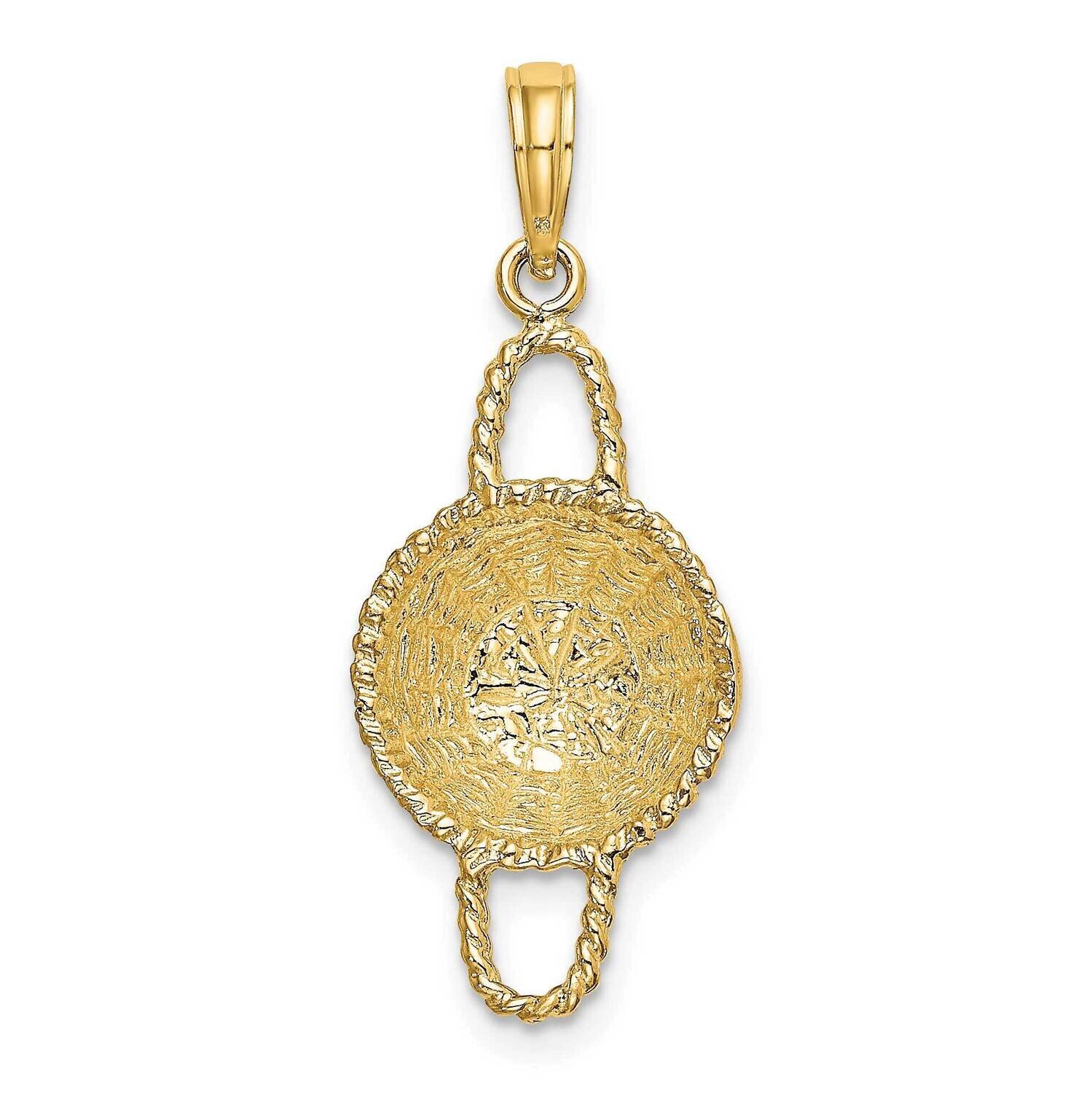 2 Handles Round Basket Charm 14k Gold 3-D K7989, MPN: K7989, 637218051083