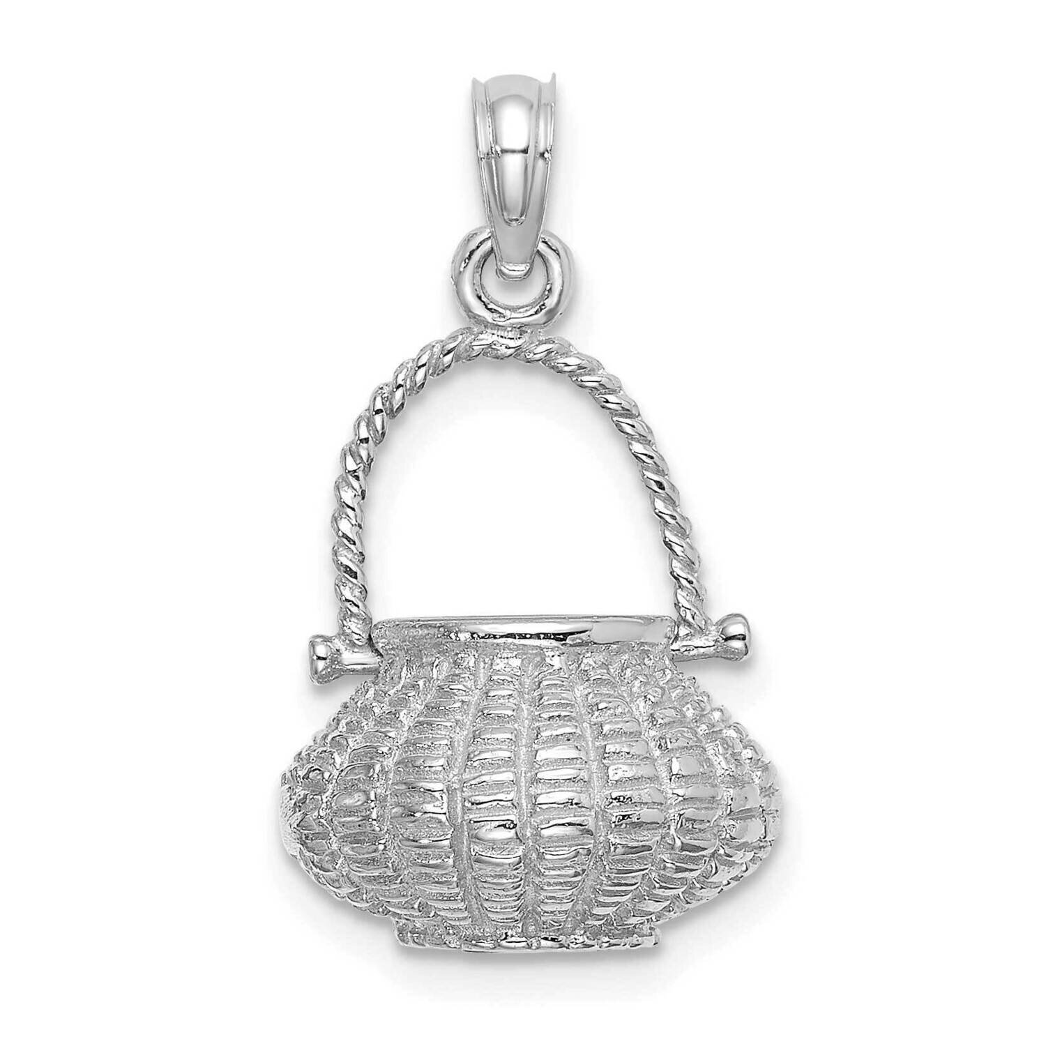 Moveable Handle Flower Basket Charm 14k White Gold 3-D K7993W, MPN: K7993W, 637218143306
