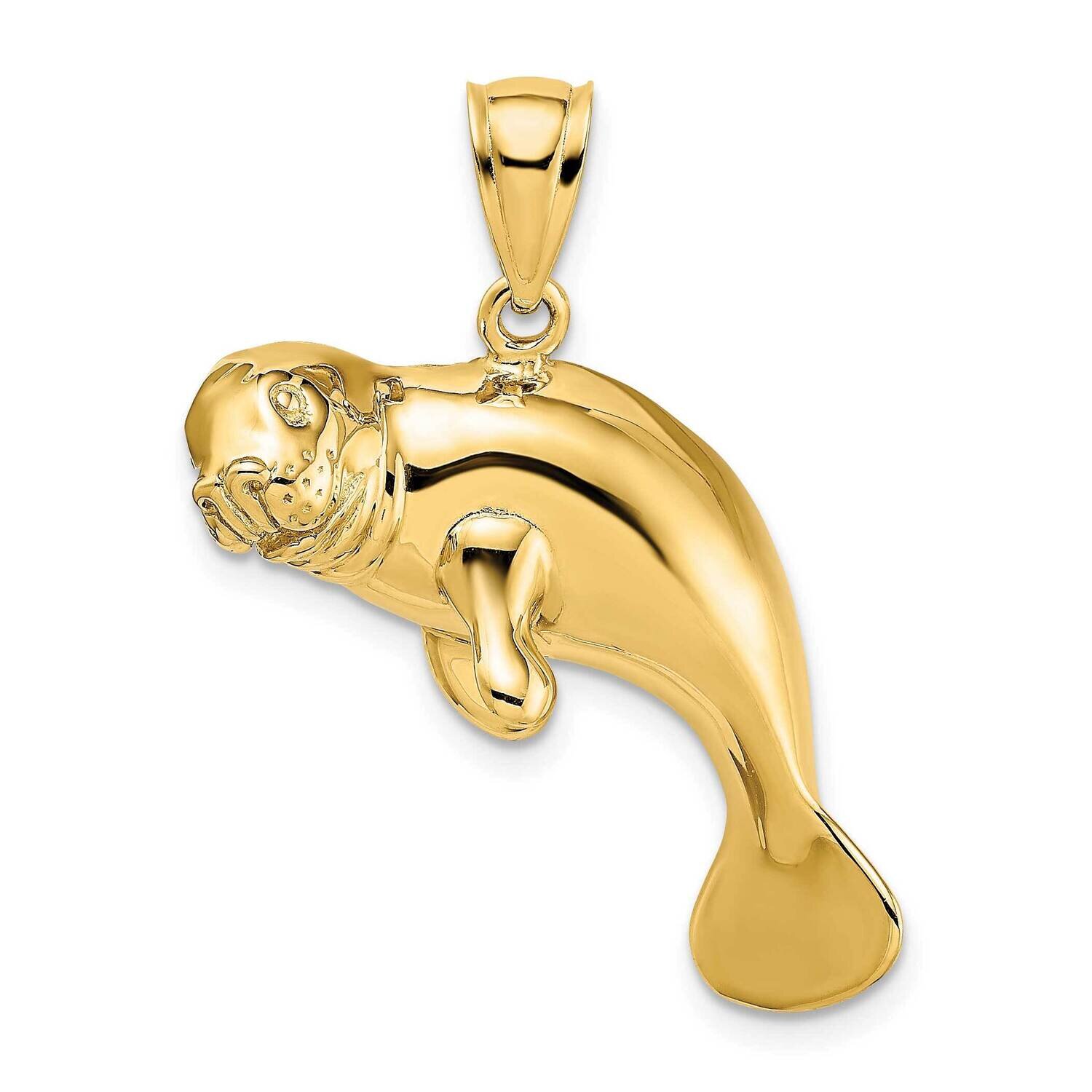 Polished Swimming Manatee Charm 14k Gold 2-D K7997, MPN: K7997, 637218051229