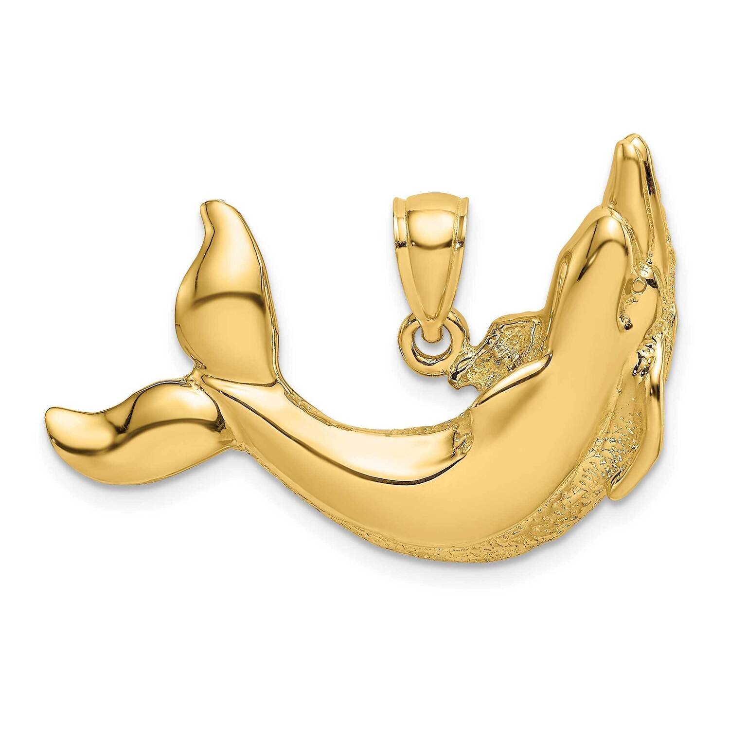 Textured Dolphin Charm 14k Gold Polished K8006, MPN: K8006, 637218051564