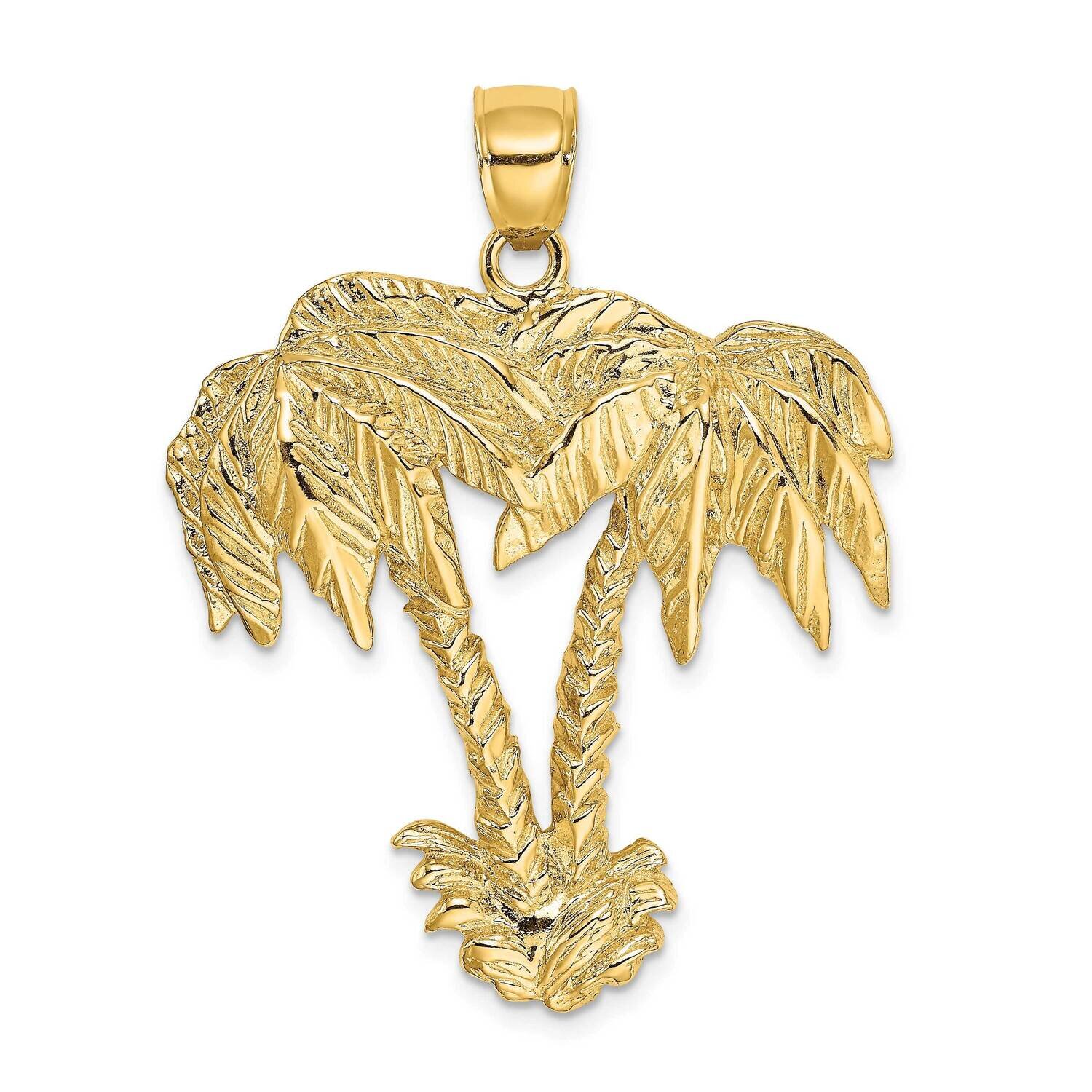 Double Palm Trees Charm 14k Gold 2-D K8010, MPN: K8010, 637218051618