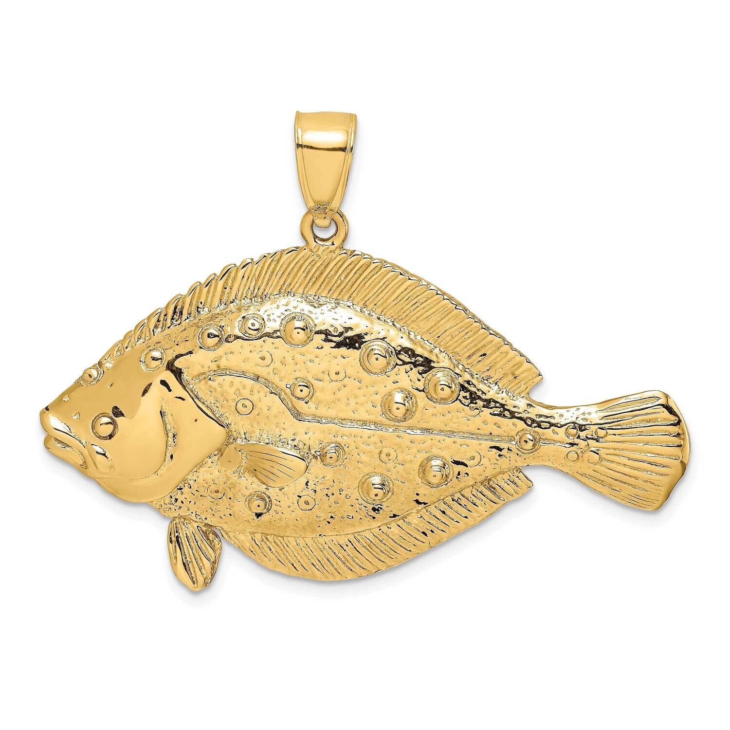 Flounder Fish Charm 14k Gold 3-D K8024, MPN: K8024, 637218052301