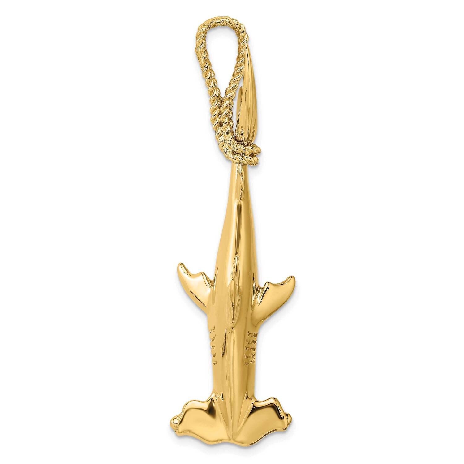Hammerhead Shark with Rope Bail Charm 14k Gold 3-D K8029, MPN: K8029, 677937317367