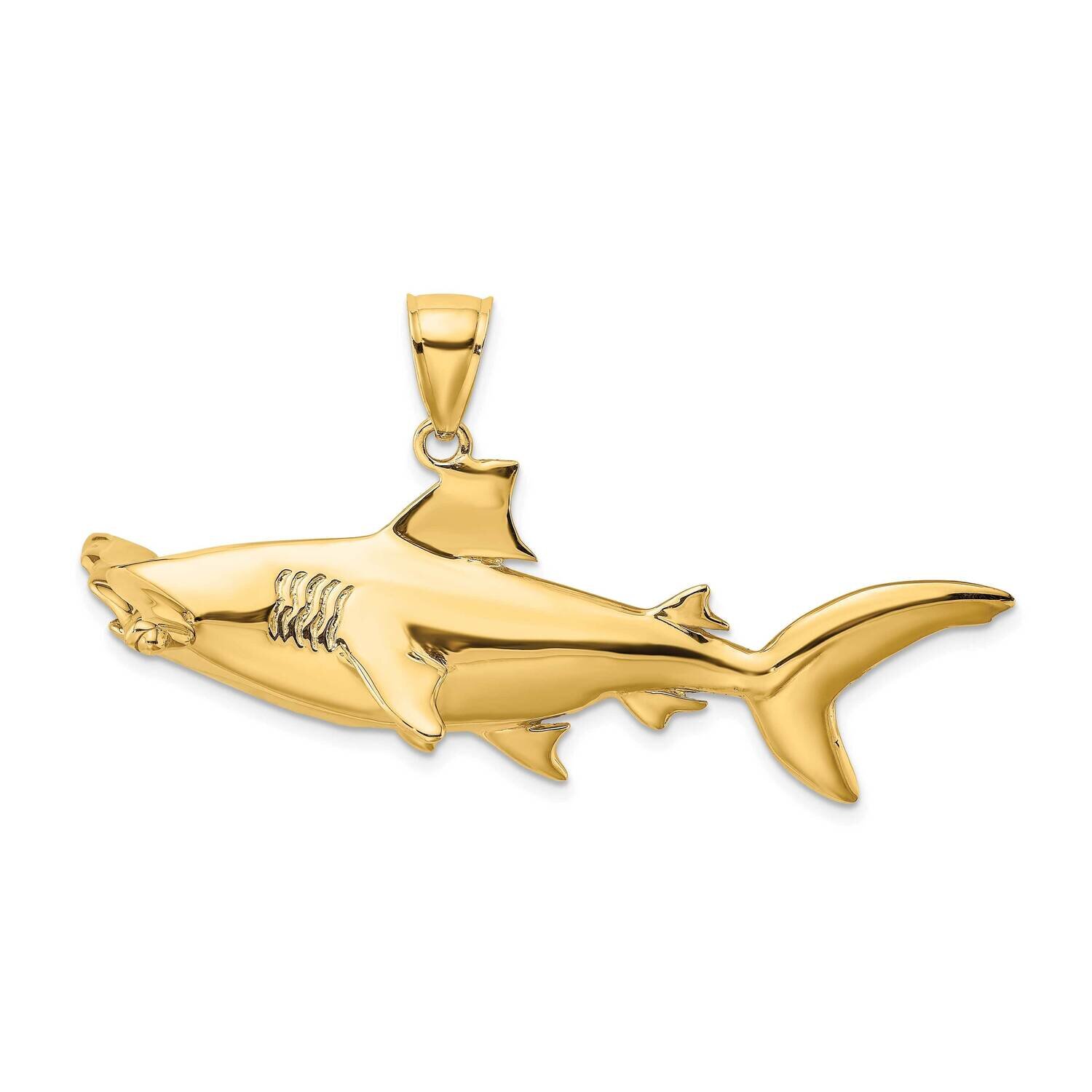 Hammerhead Shark Charm 14k Gold 3-D K8042