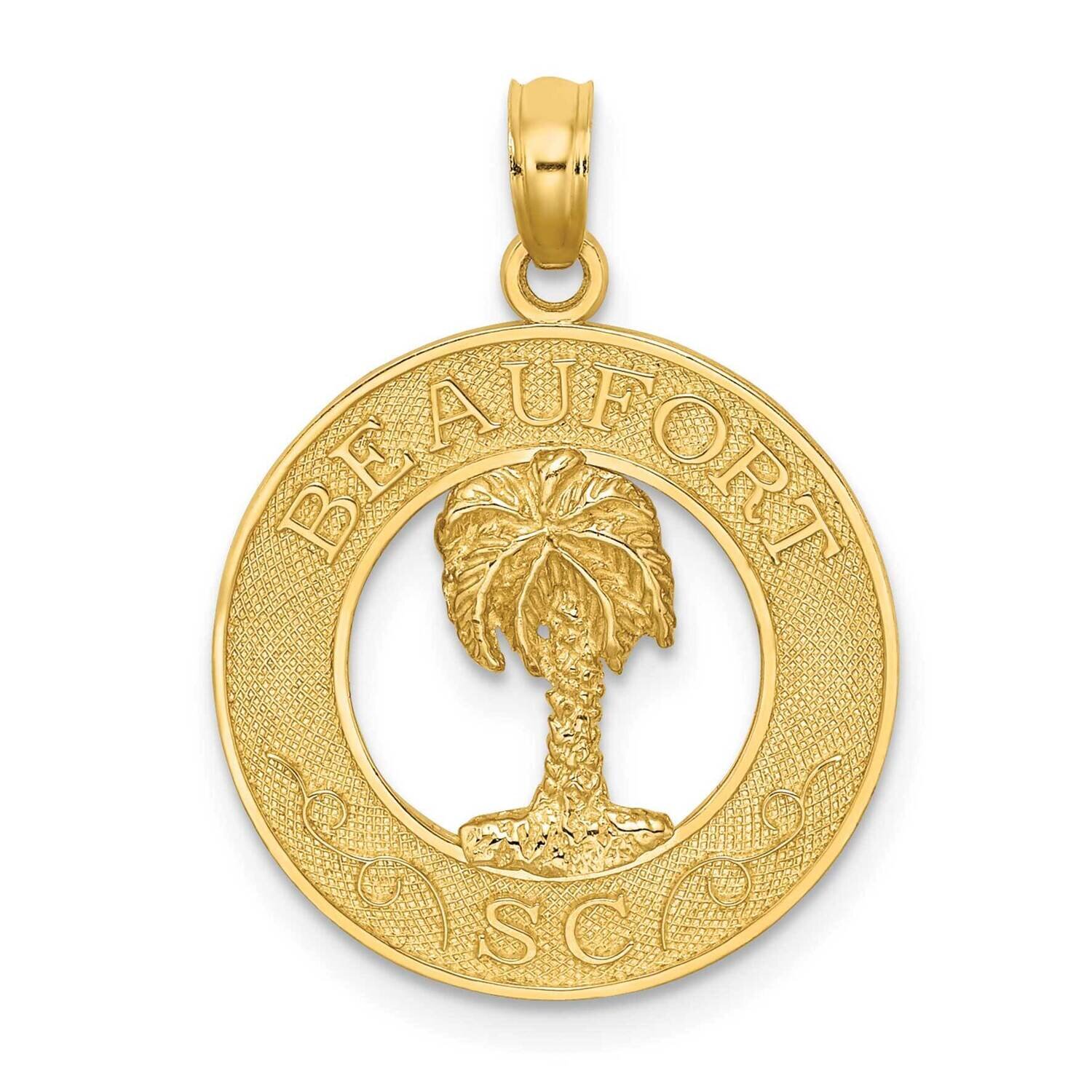 Beaufort Sc On Round Frame with Palm Tree Charm 14k Gold K8044, MPN: K8044, 637218136360