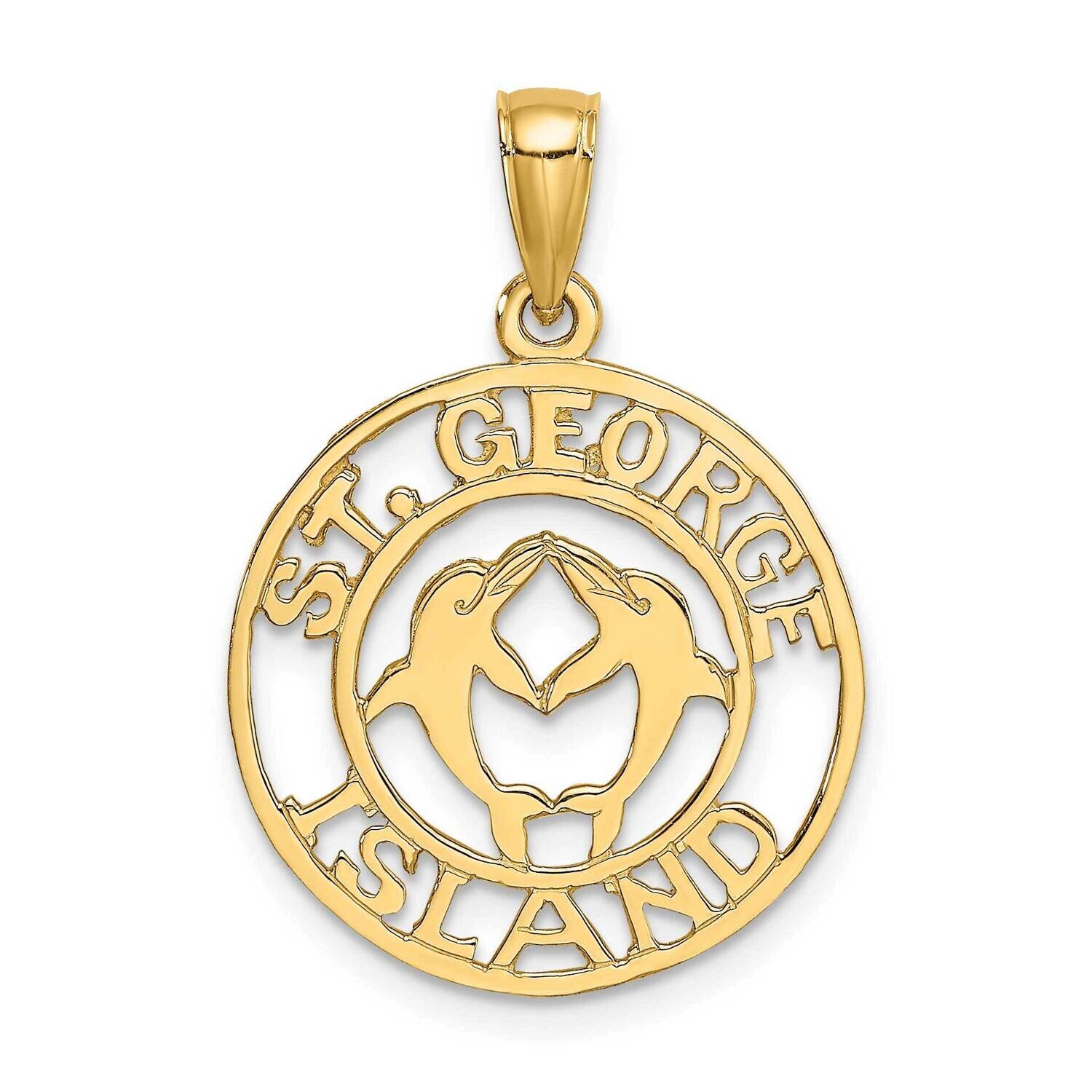 St. George Island Disk with Dolphins Charm 14k Gold K8045, MPN: K8045, 637218053414