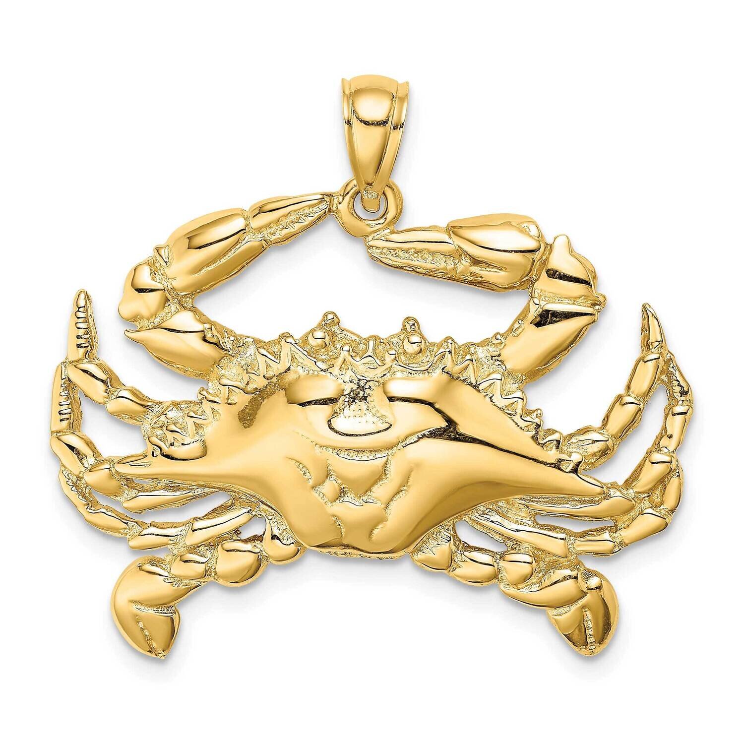 Blue Crab Charm 14k Gold 2-D K8056