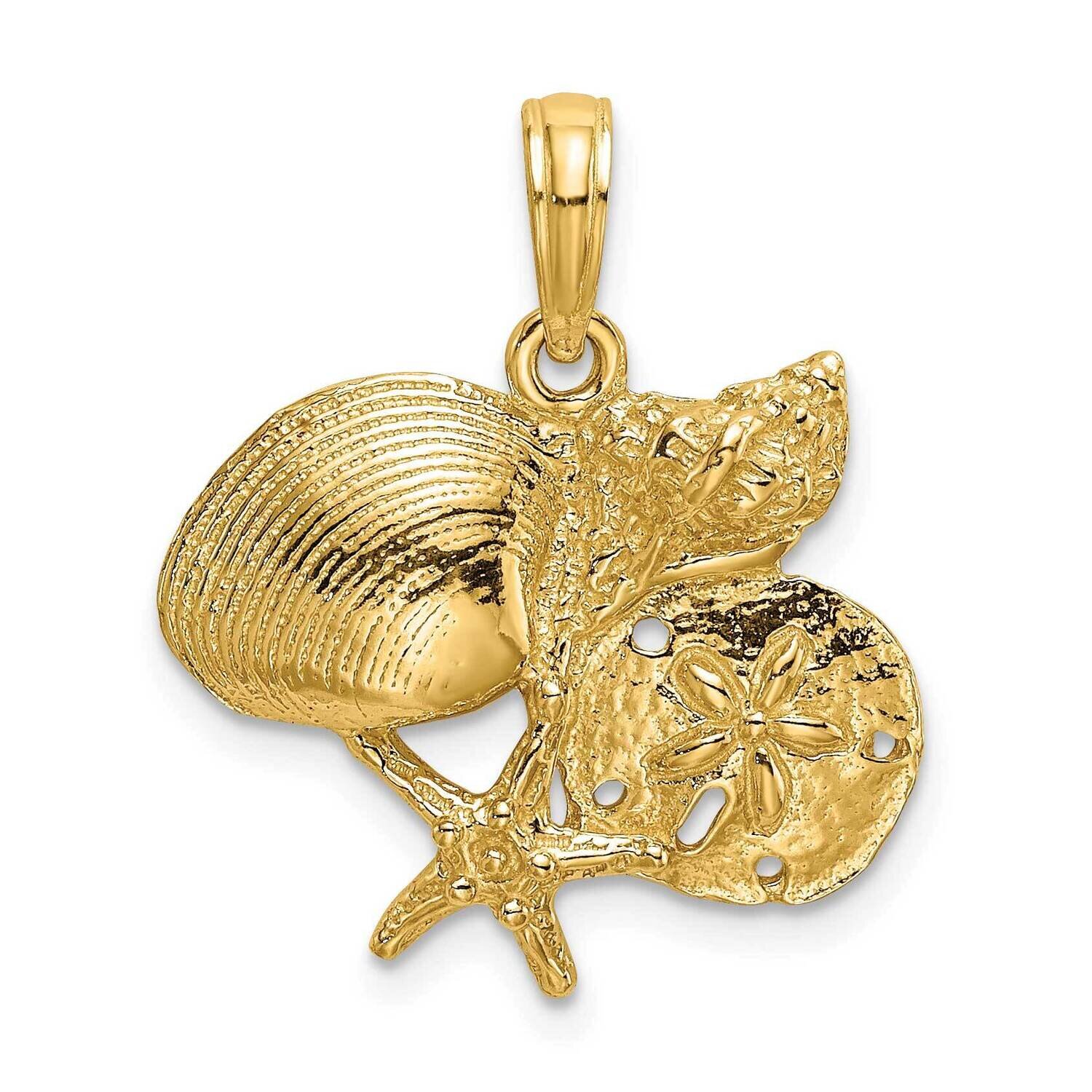 Shell Cluster with Starfish Charm 14k Gold 2-D K8075, MPN: K8075, 637218060702