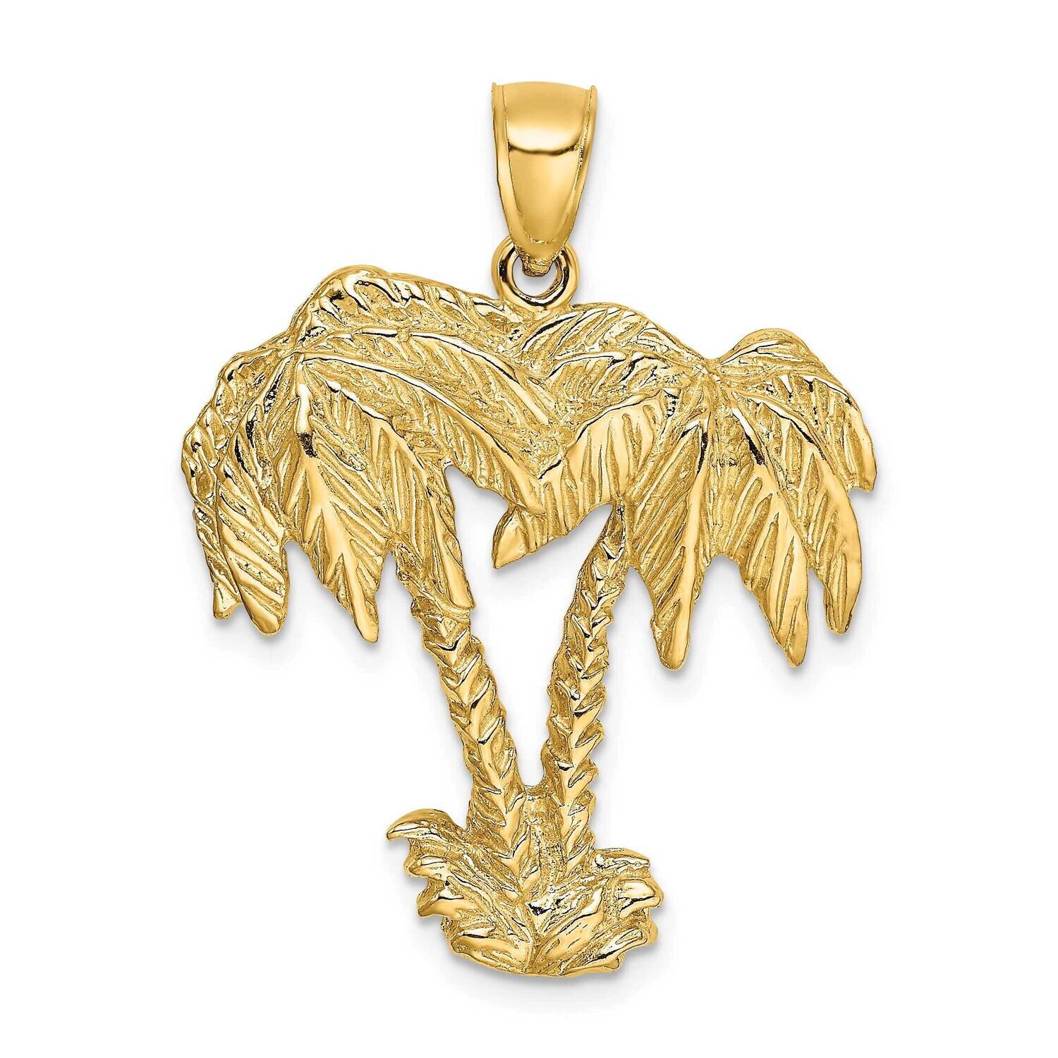 Couble Palm Tree Charm 14k Gold 2-D K8078