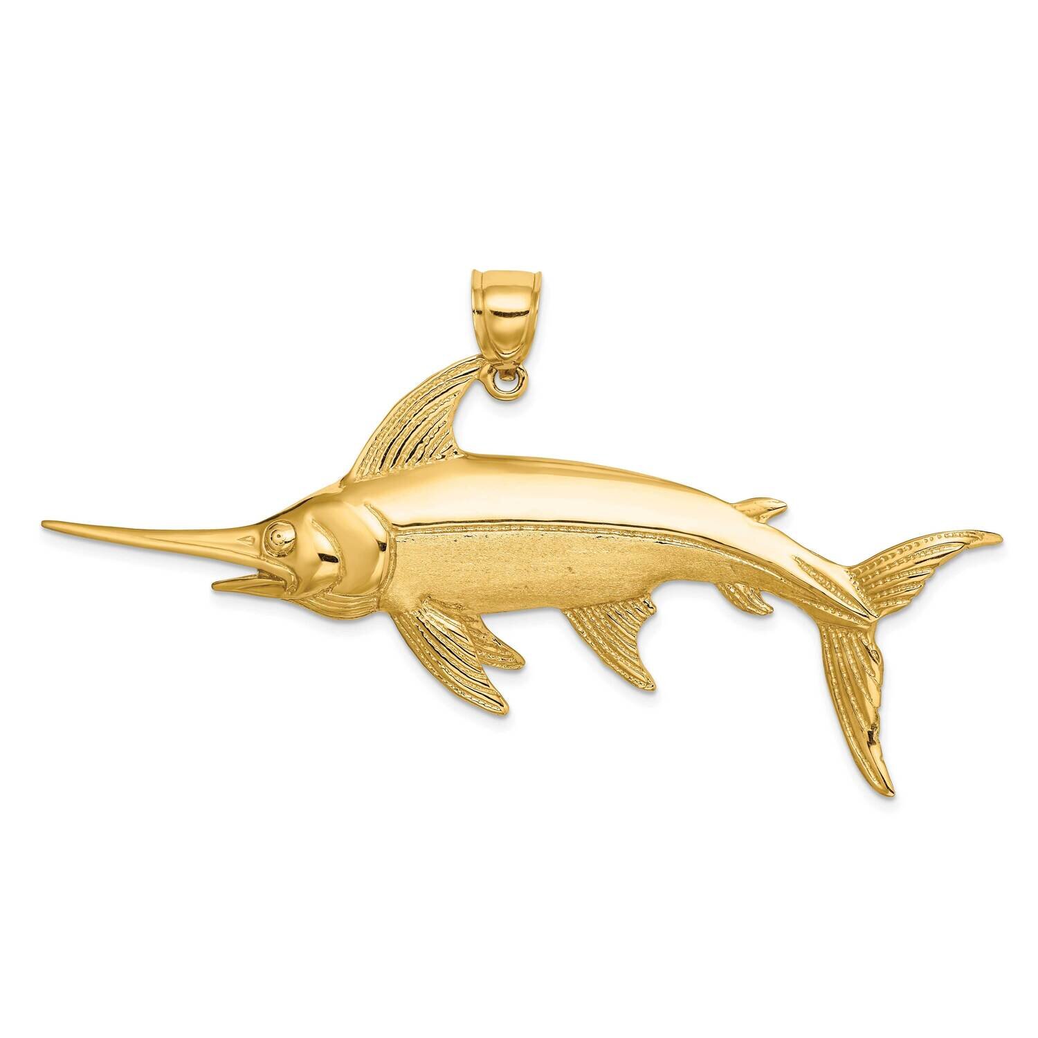 Polished Satin Swordfish Charm 14k Gold 2-D K8104, MPN: K8104, 637218061525