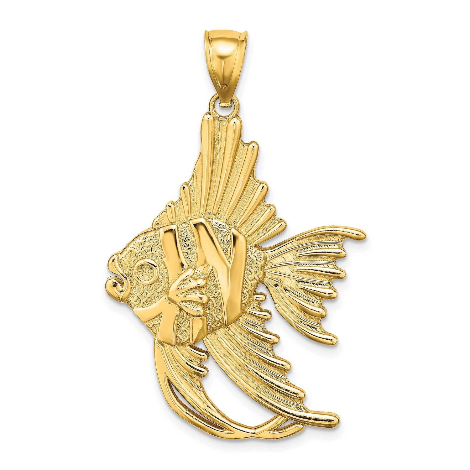 Large Angelfish Charm 14k Gold Textured K8106, MPN: K8106, 637218140893