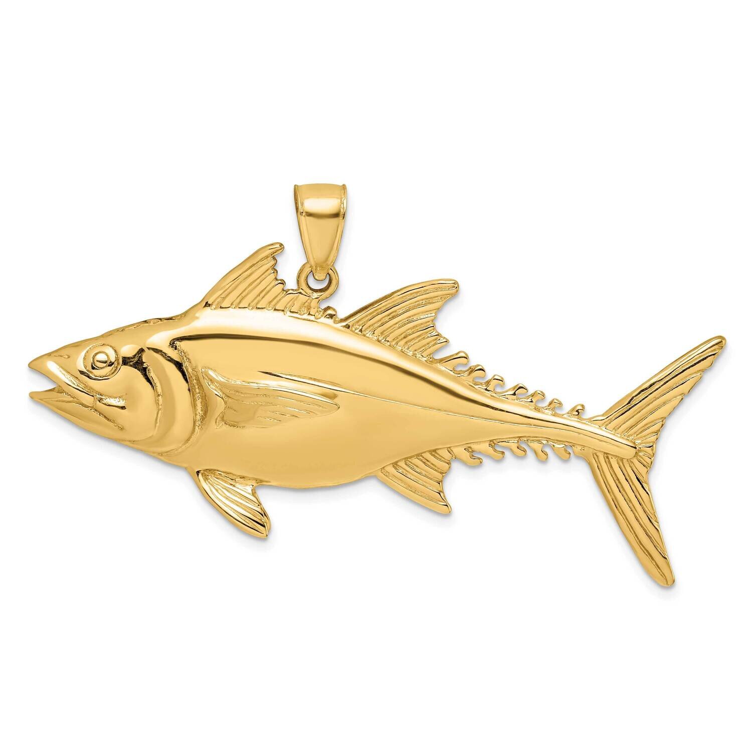 Skipjack Tuna Fish Charm 14k Gold 3-D Polished K8113