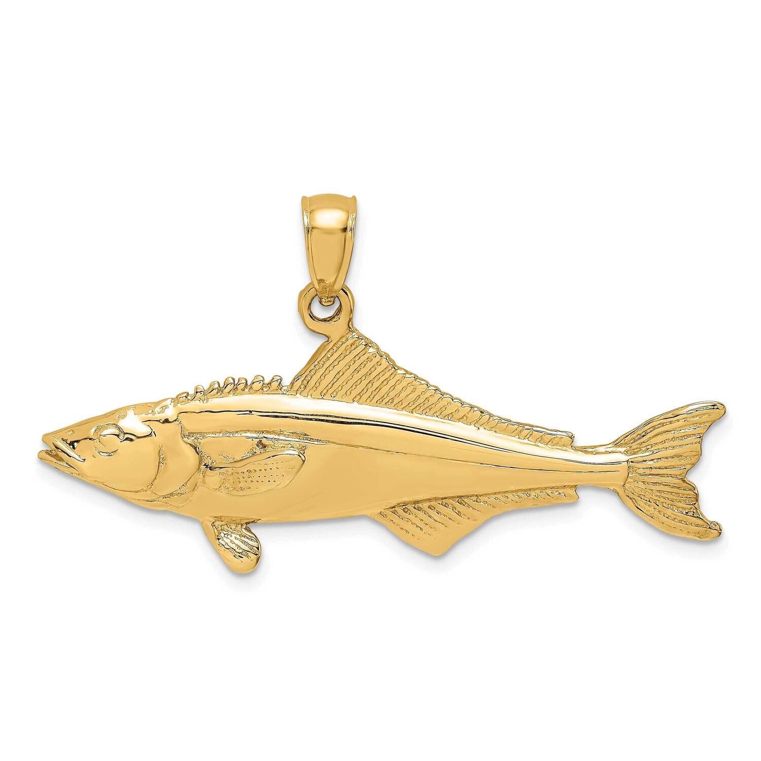 Cobia Fish Charm 14k Gold 3-D Polished K8114