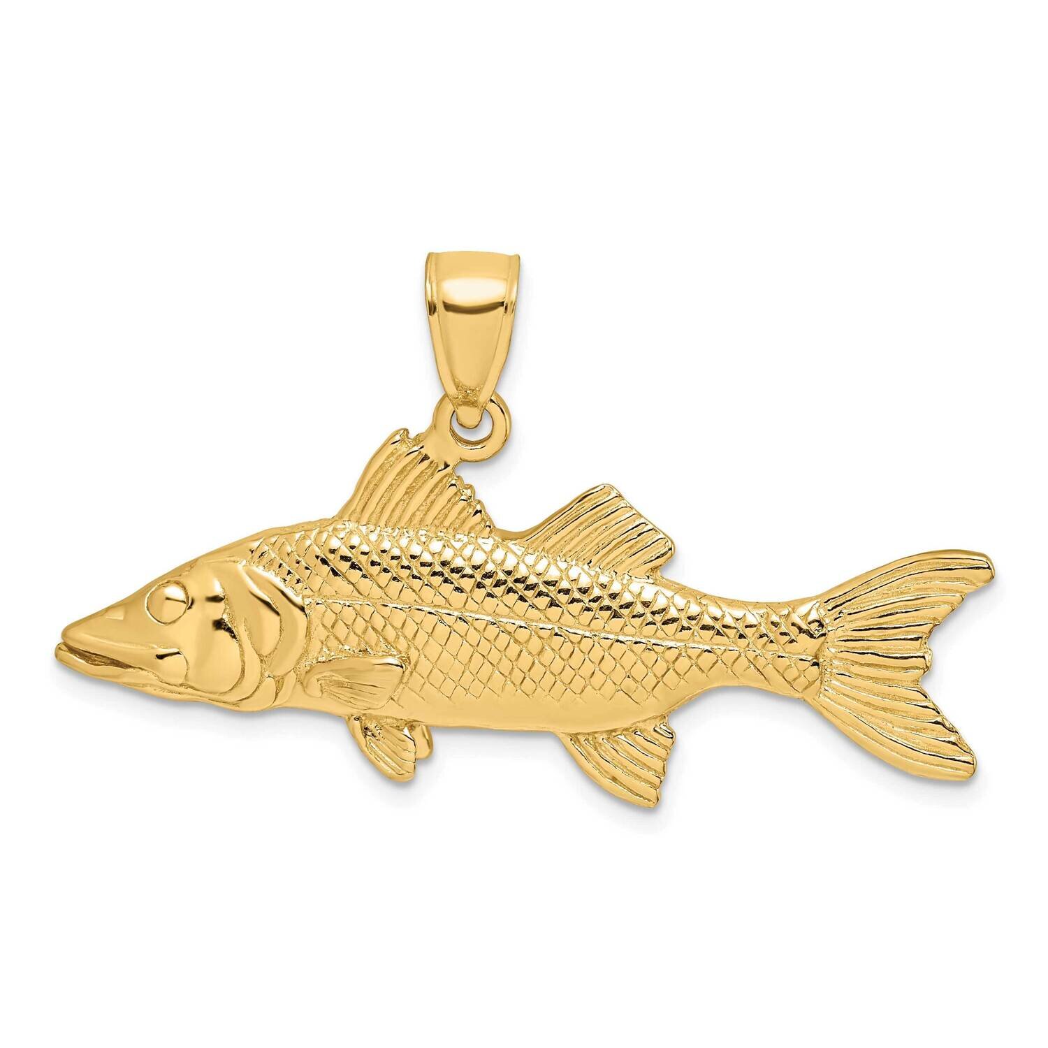 Snook Fish Charm 14k Gold 3-D K8118