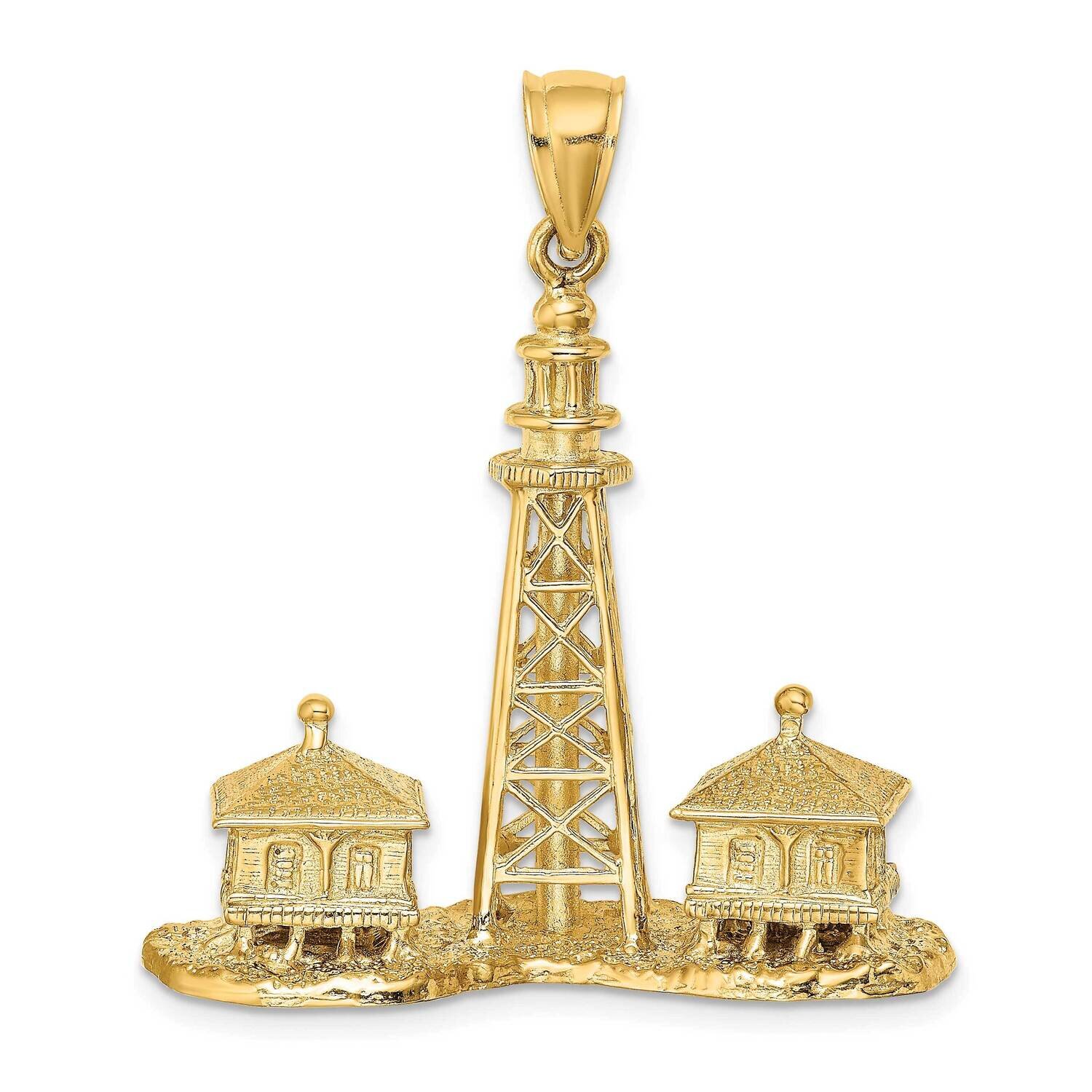 Sanibel Island Lighthouse Charm 14k Gold 3-D K8124