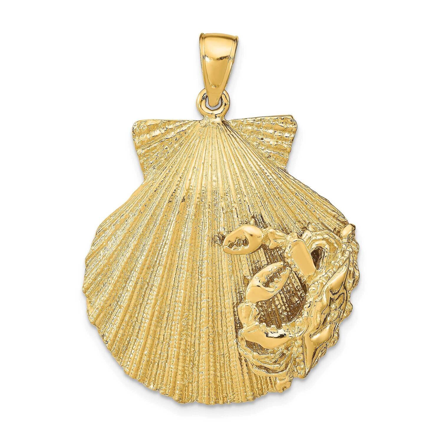 Scallop Shell with Crab Pendant 14k Gold K8152