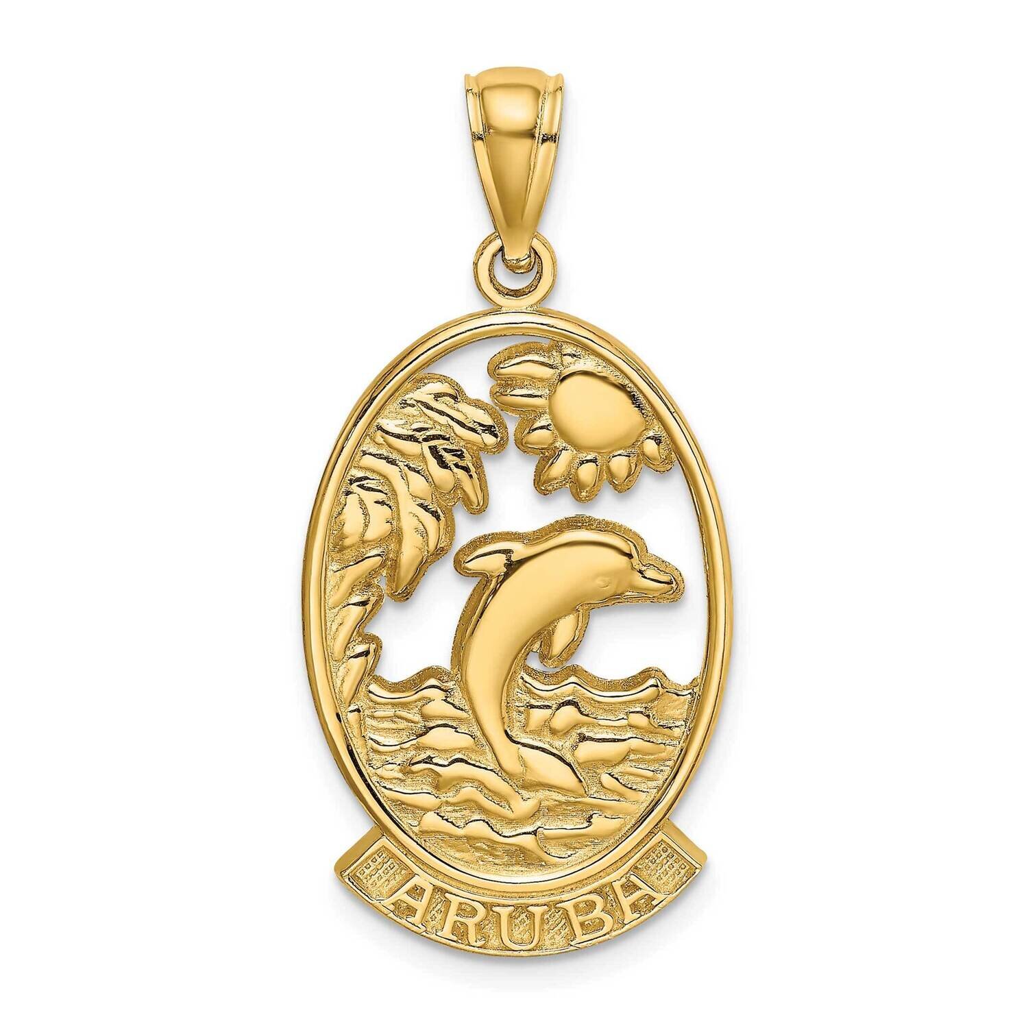 Aruba with Dolphin Sunset In Frame Charm 14k Gold K8189, MPN: K8189, 637218088898