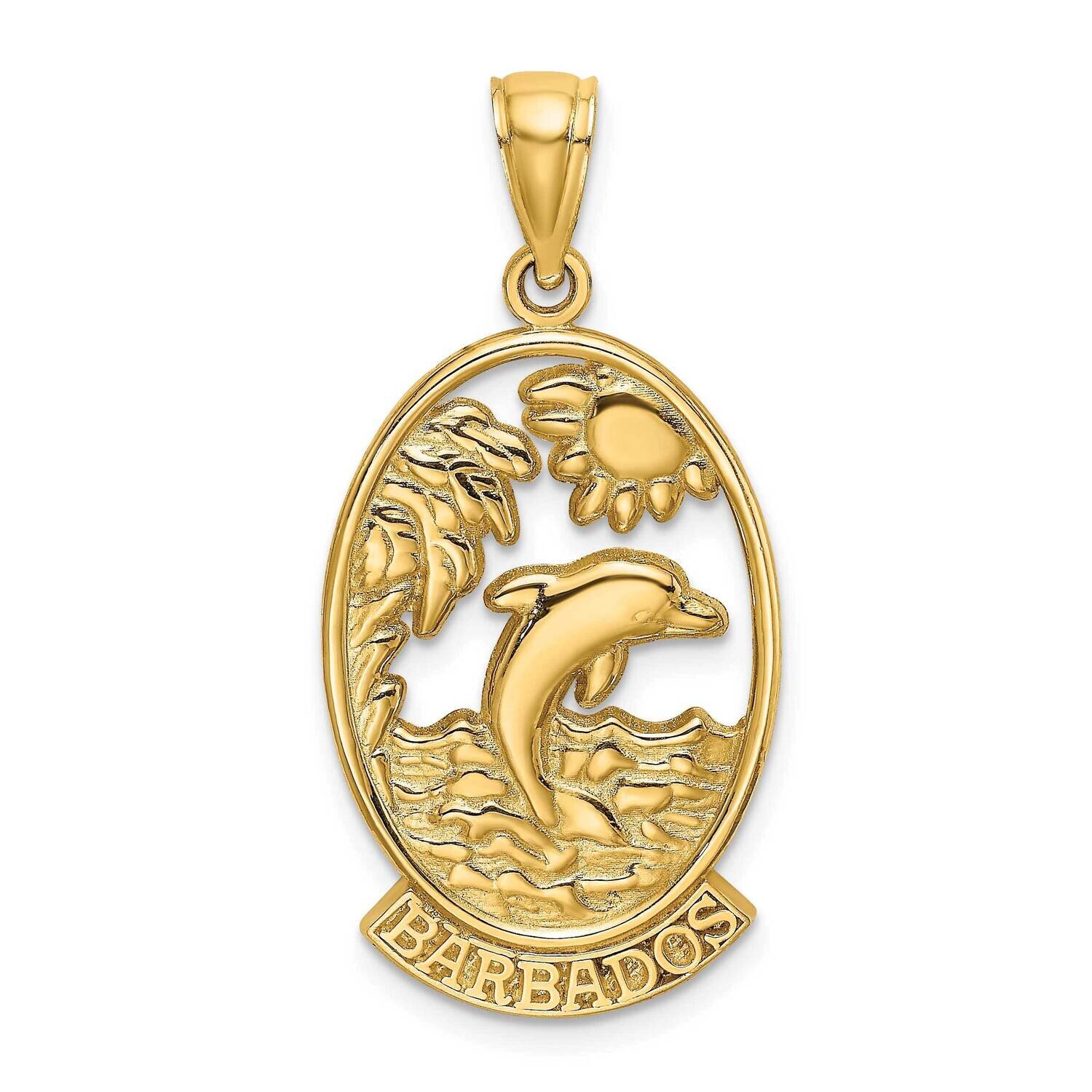 Barbados with Dolphin Sunset In Frame Charm 14k Gold K8190, MPN: K8190, 637218088928