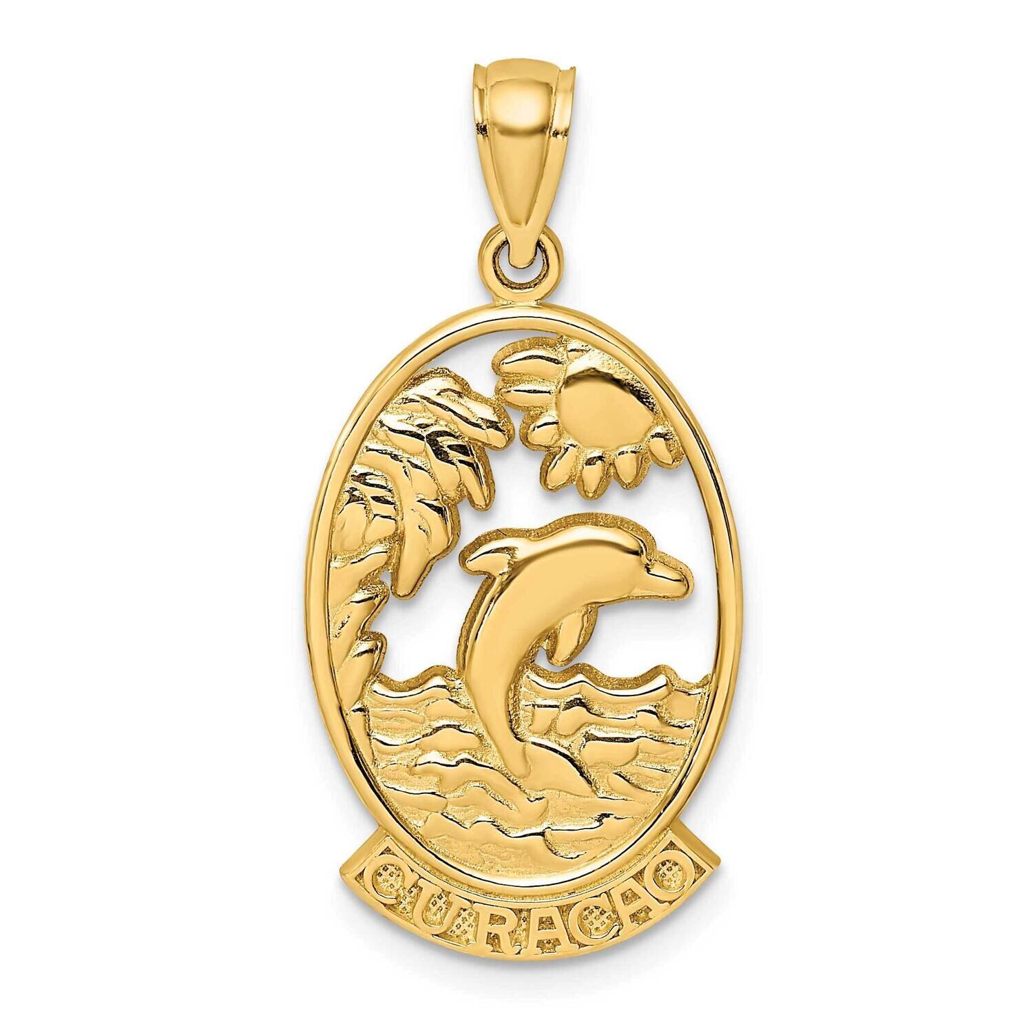 Curacao with Dolphin Sunset Charm 14k Gold K8191
