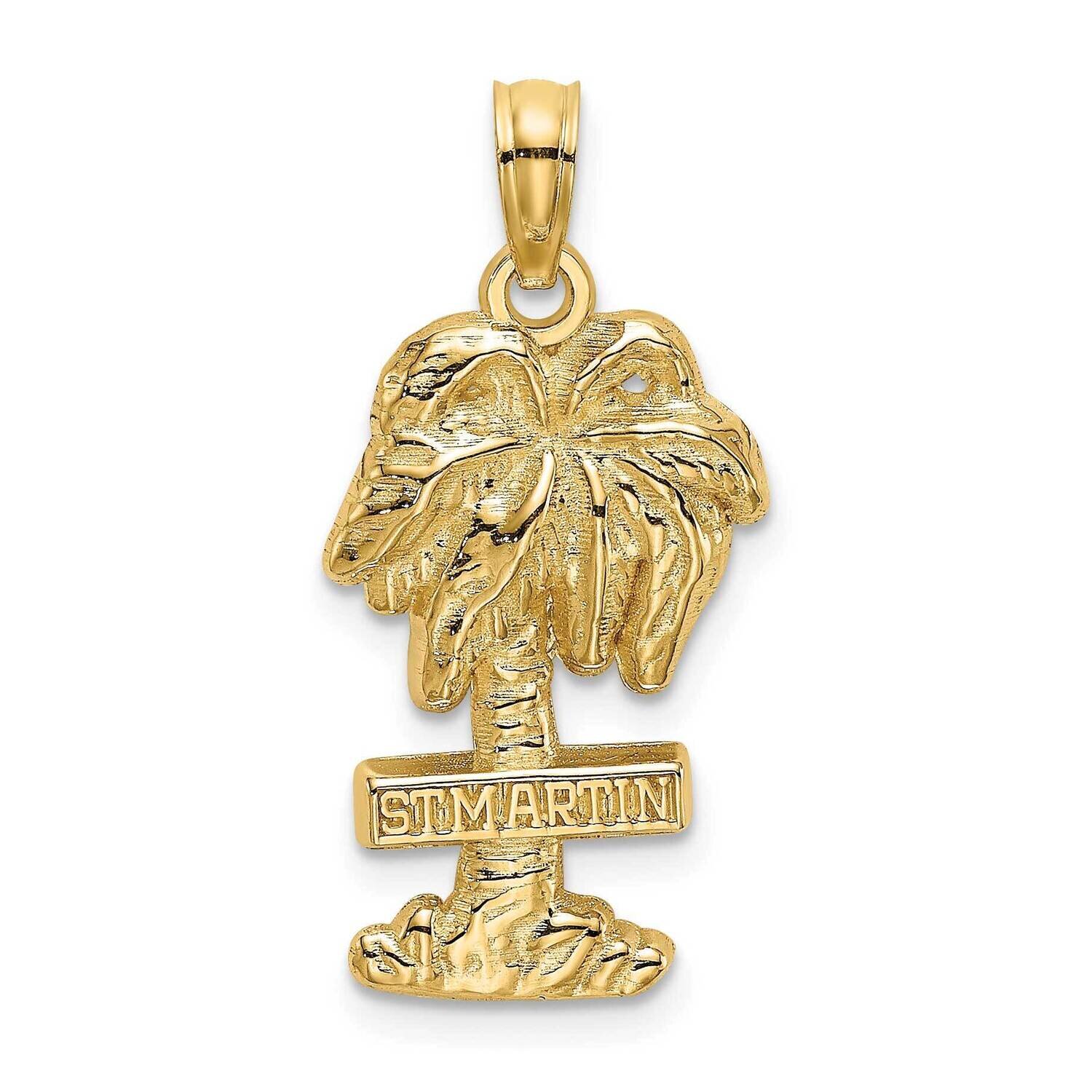 St. Martin On Palm Tree Charm 14k Gold 2-D K8206, MPN: K8206, 637218089055