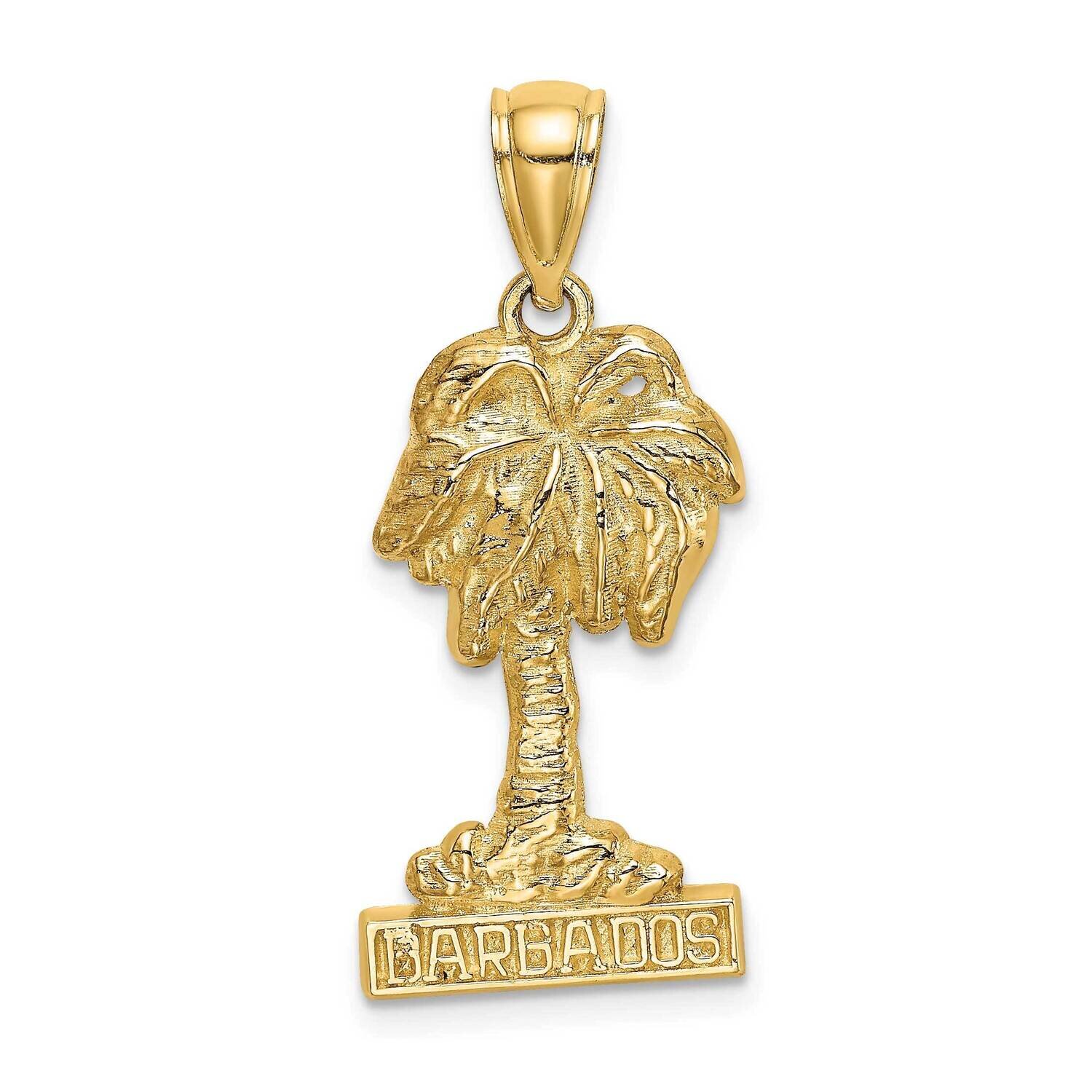 Barbados Under Palm Tree Charm 14k Gold 2-D K8209, MPN: K8209, 637218089116